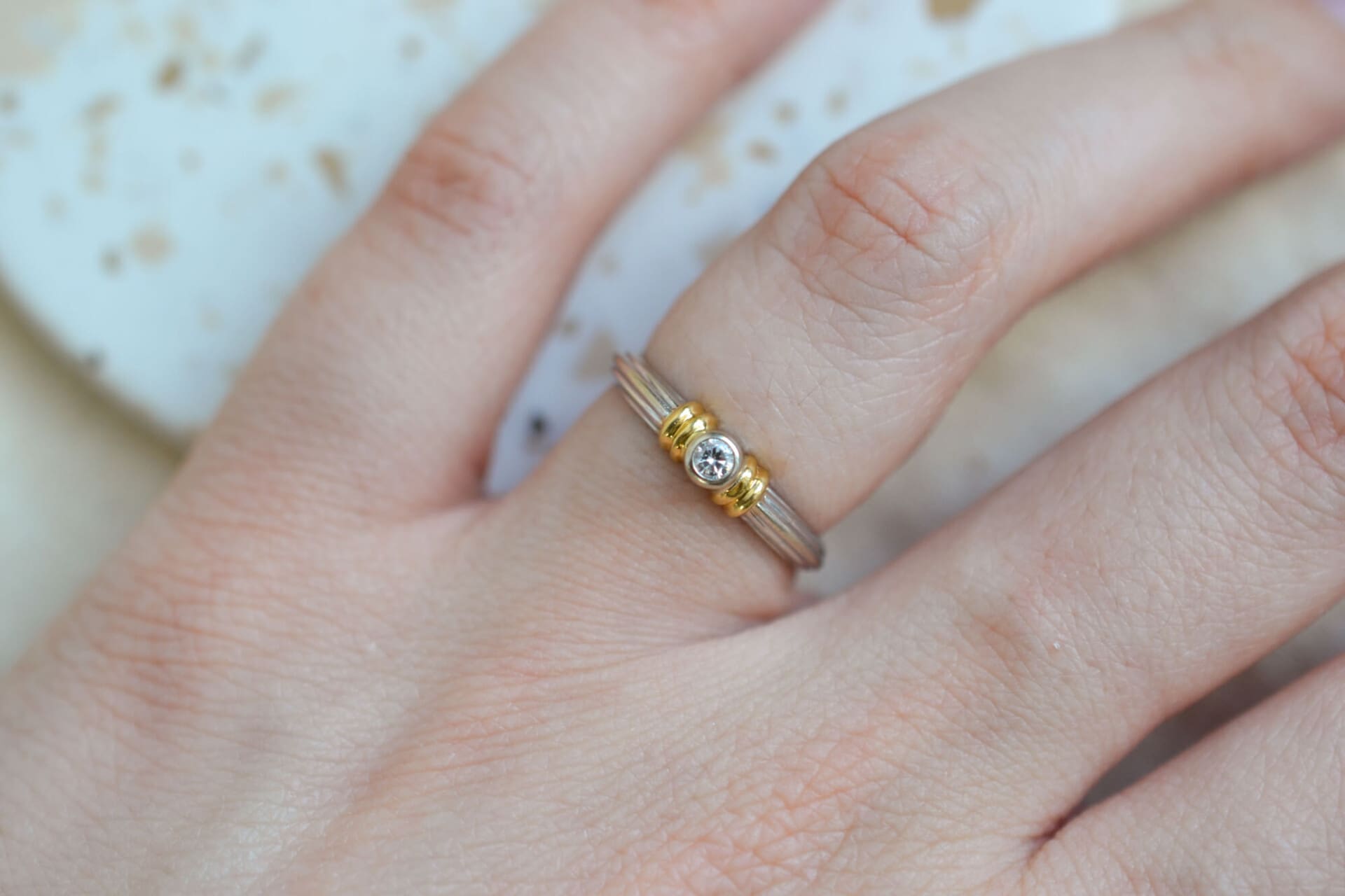 Bague jonc 2 Ors Diamant