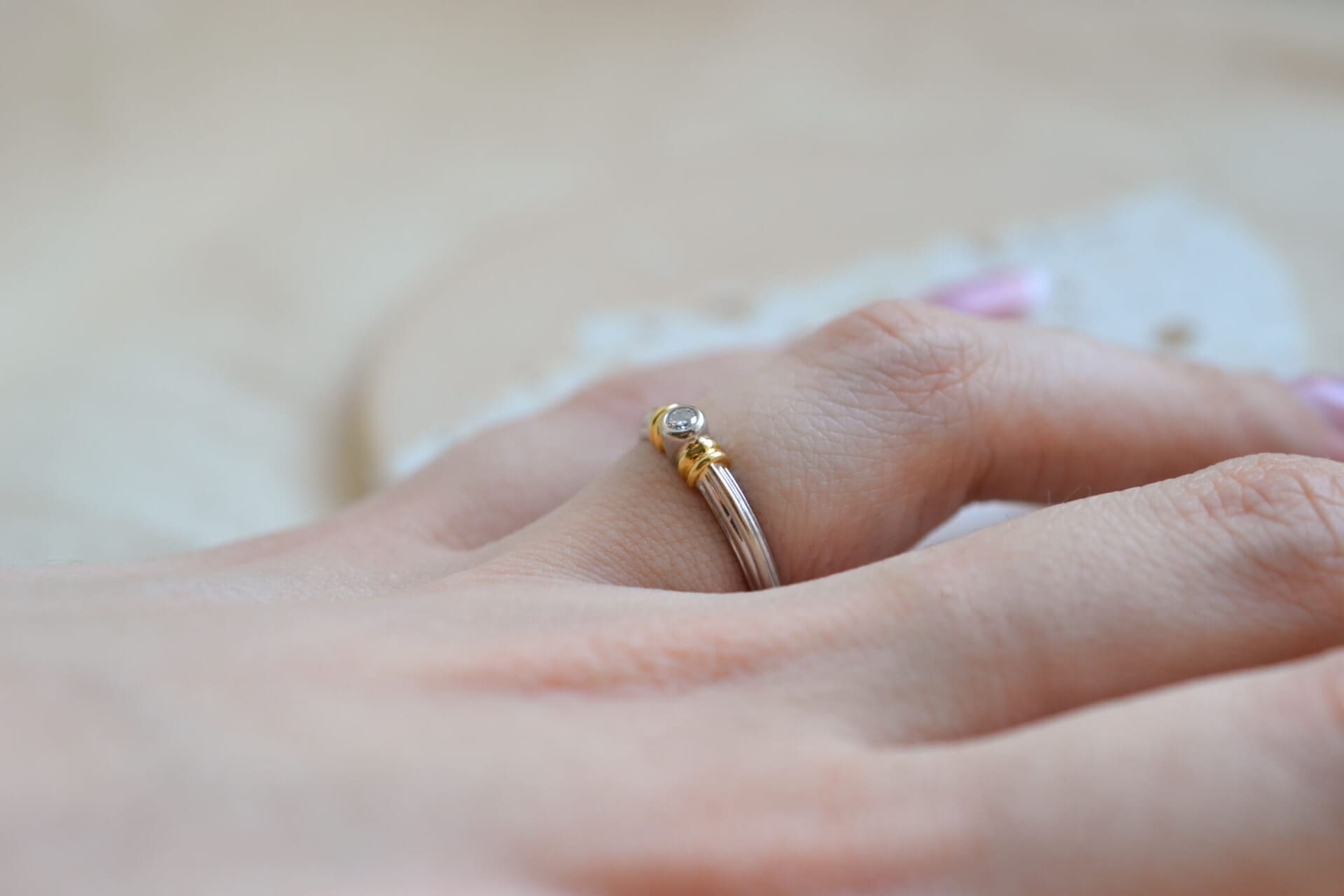 Bague jonc 2 Ors Diamant