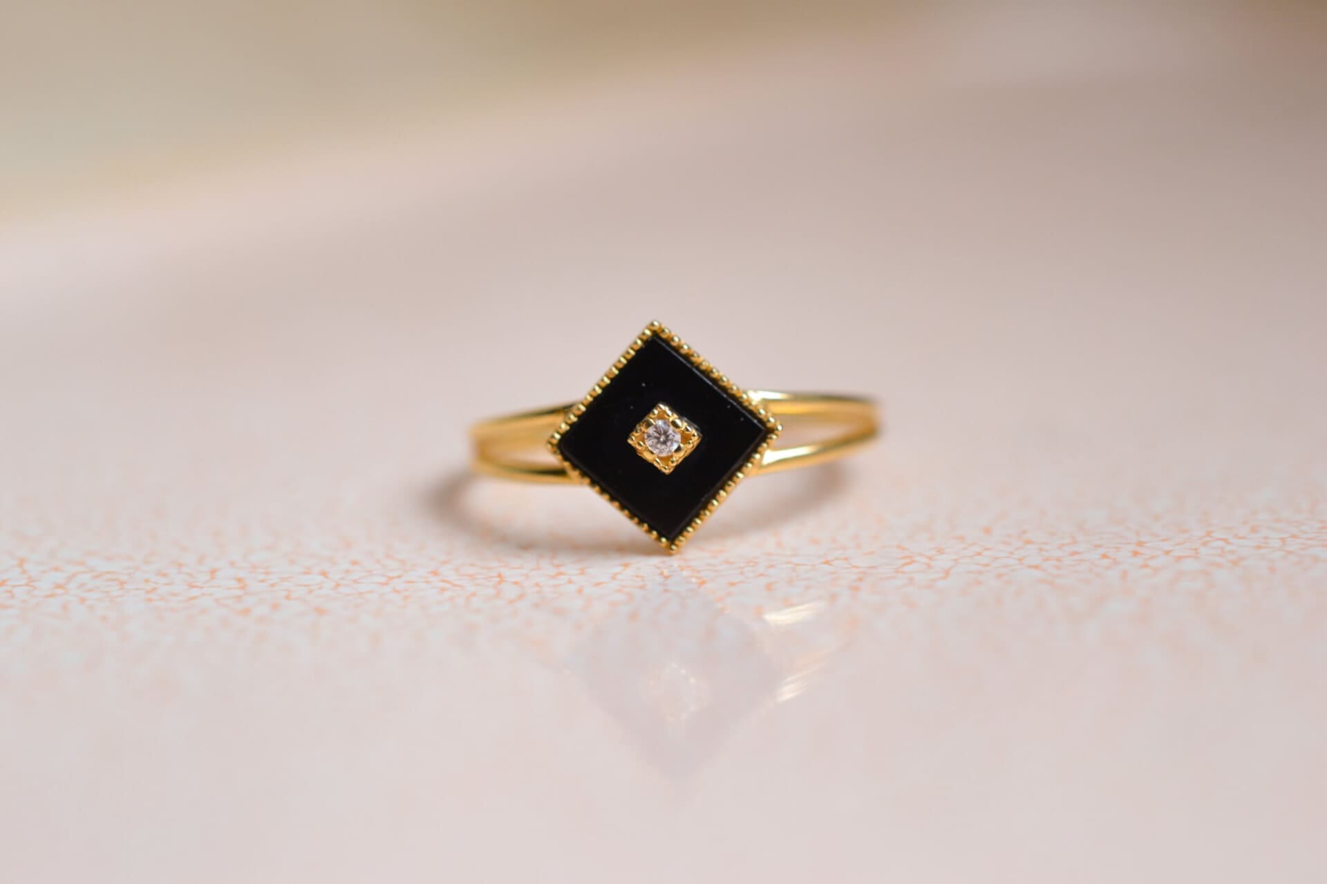 Bague losange Onyx et Oxyde