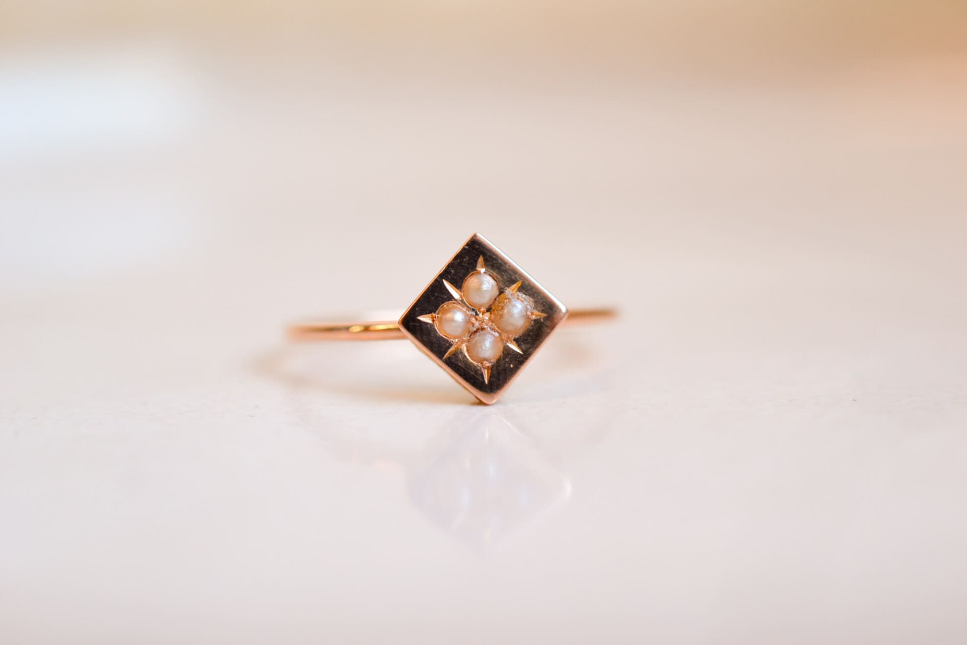 Bague losange 4 demi-perles