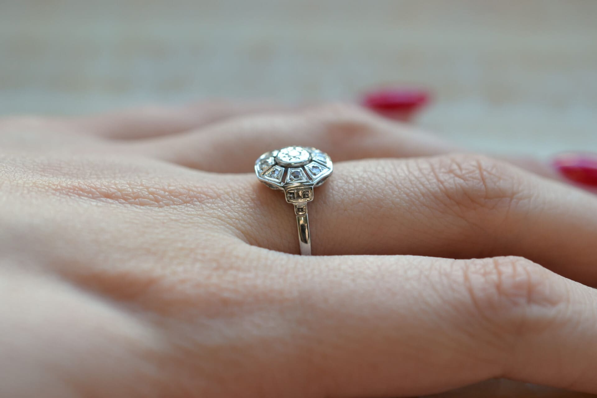 Bague octogonale Art Déco Diamants