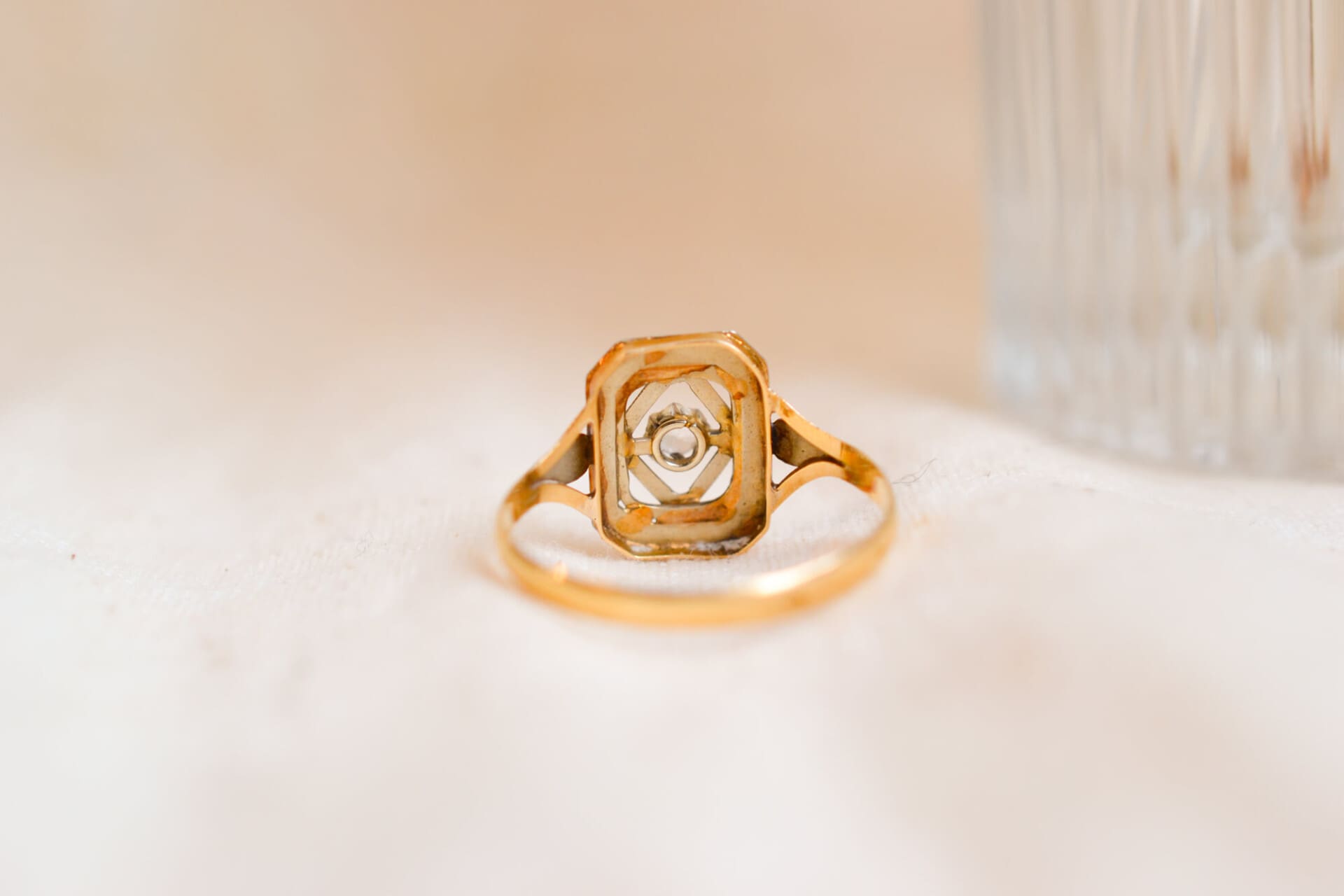 Bague Art Déco 2 Ors ajourée Oxyde