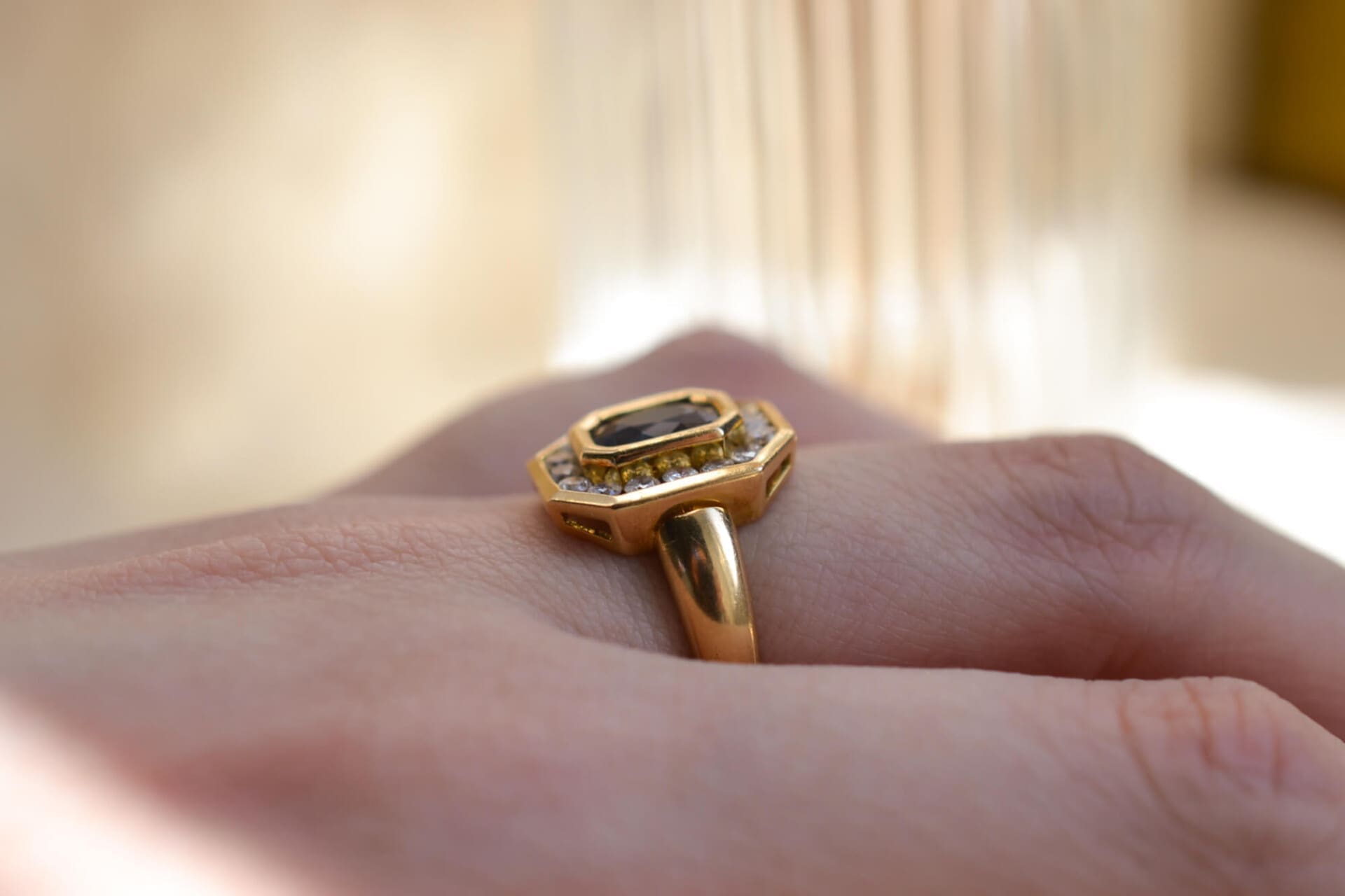 Bague octogonale Saphir et Diamants