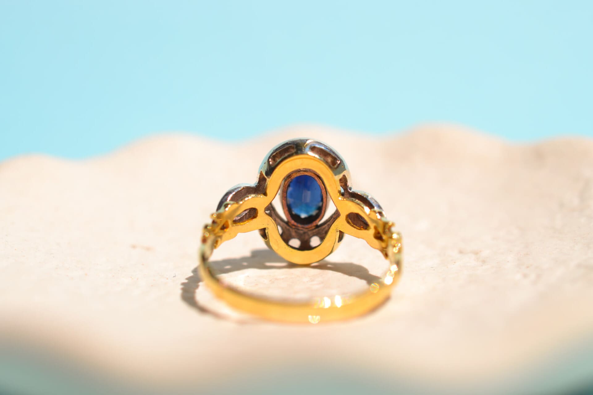 Bague ovale 2 Ors Saphir et Diamants