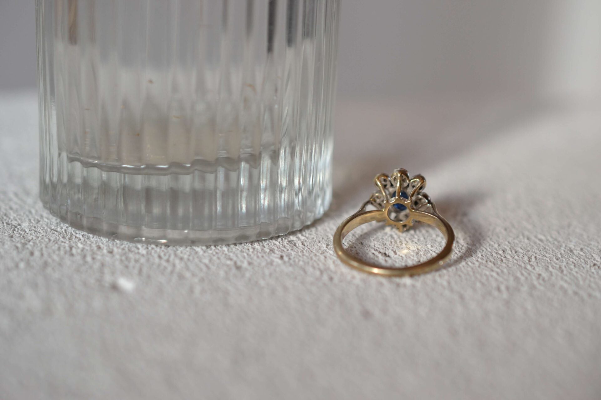 Bague Marguerite Or Blanc Saphir et Diamants