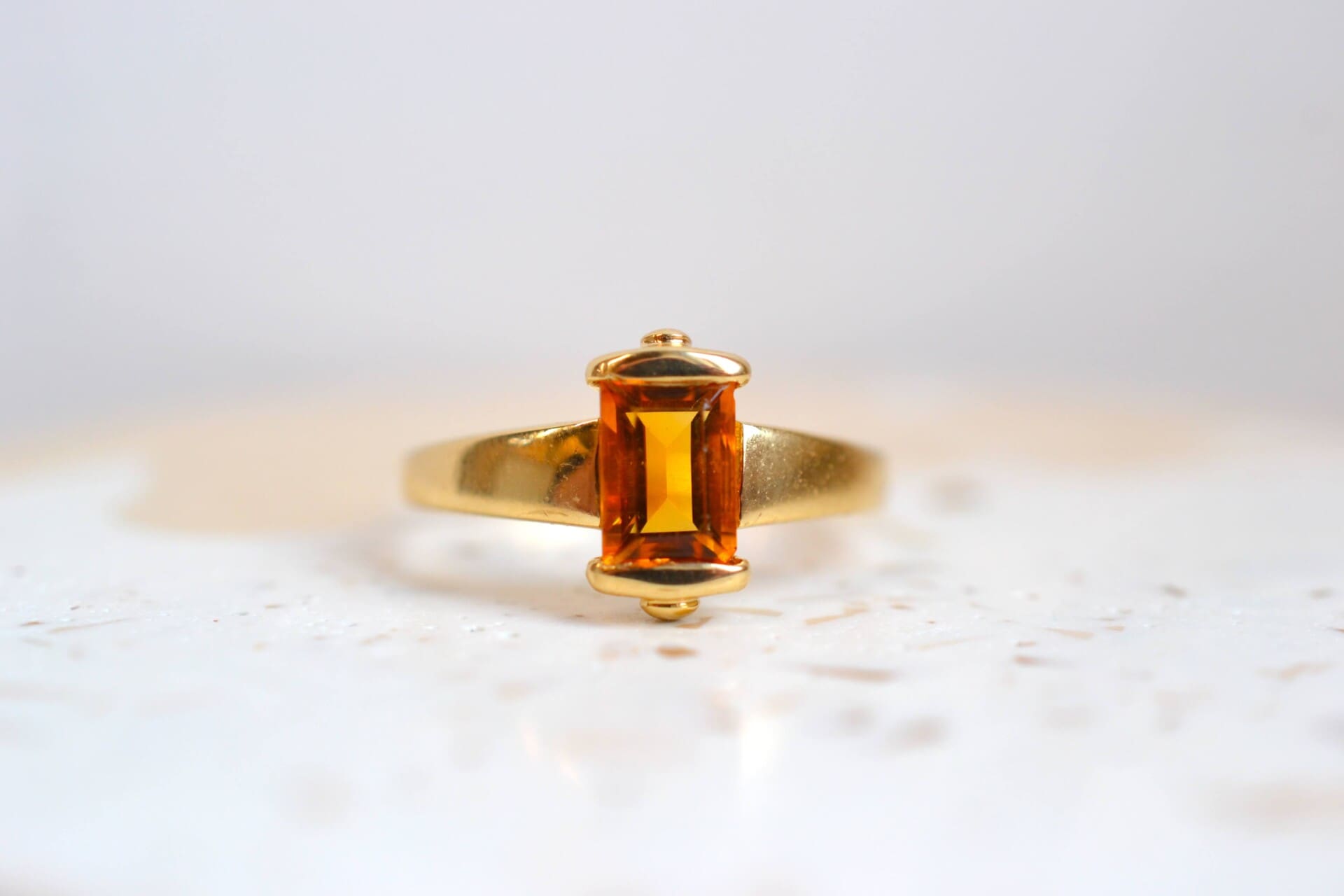 Bague Solitaire Citrine rectangulaire