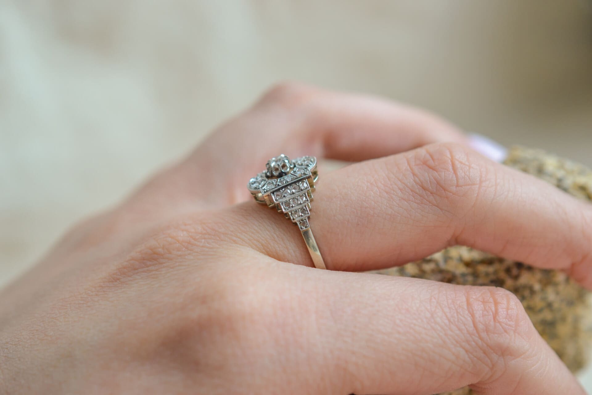 Bague style Art Déco Diamants