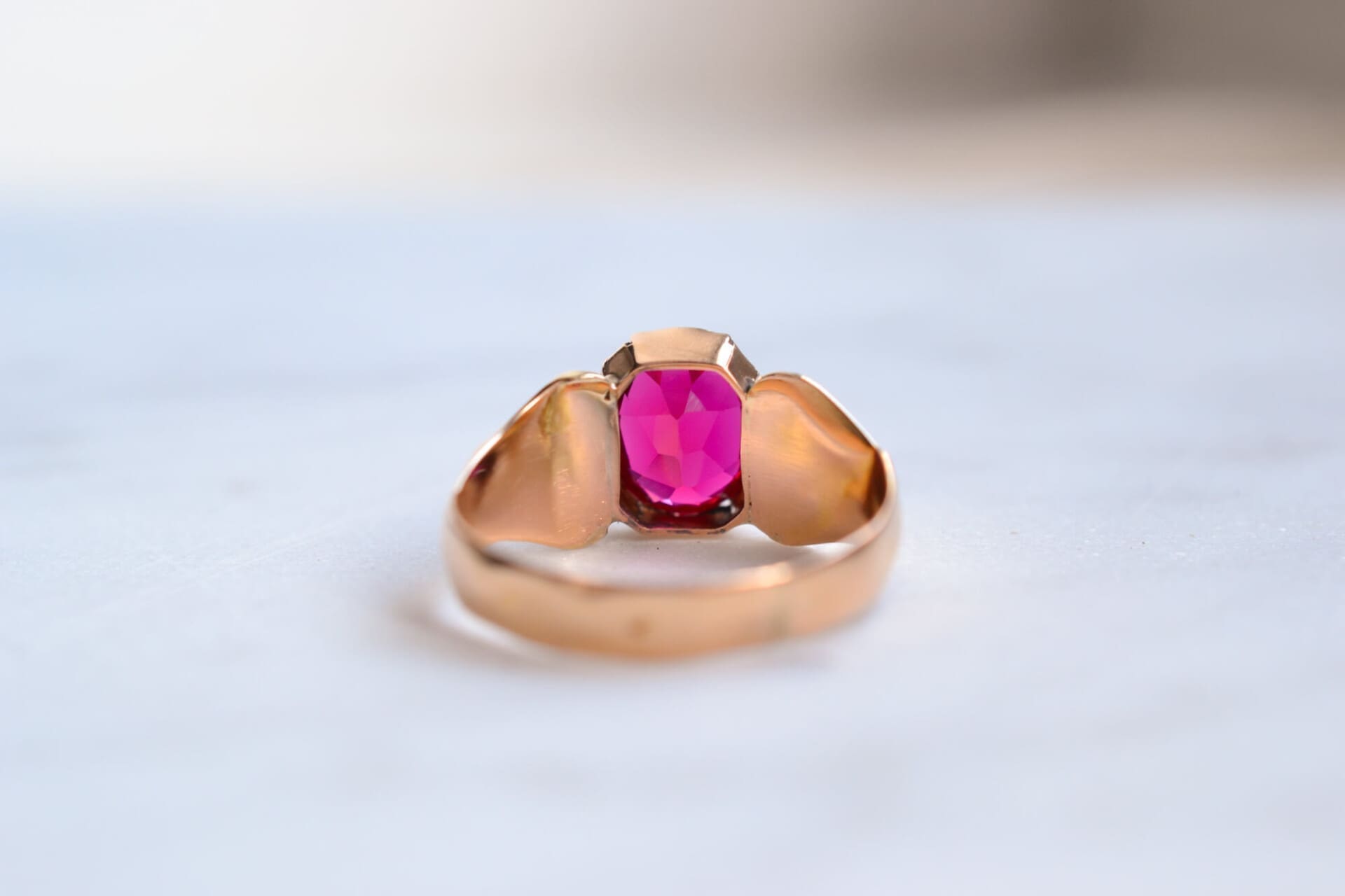 Bague style Art Déco Rubis synthétique