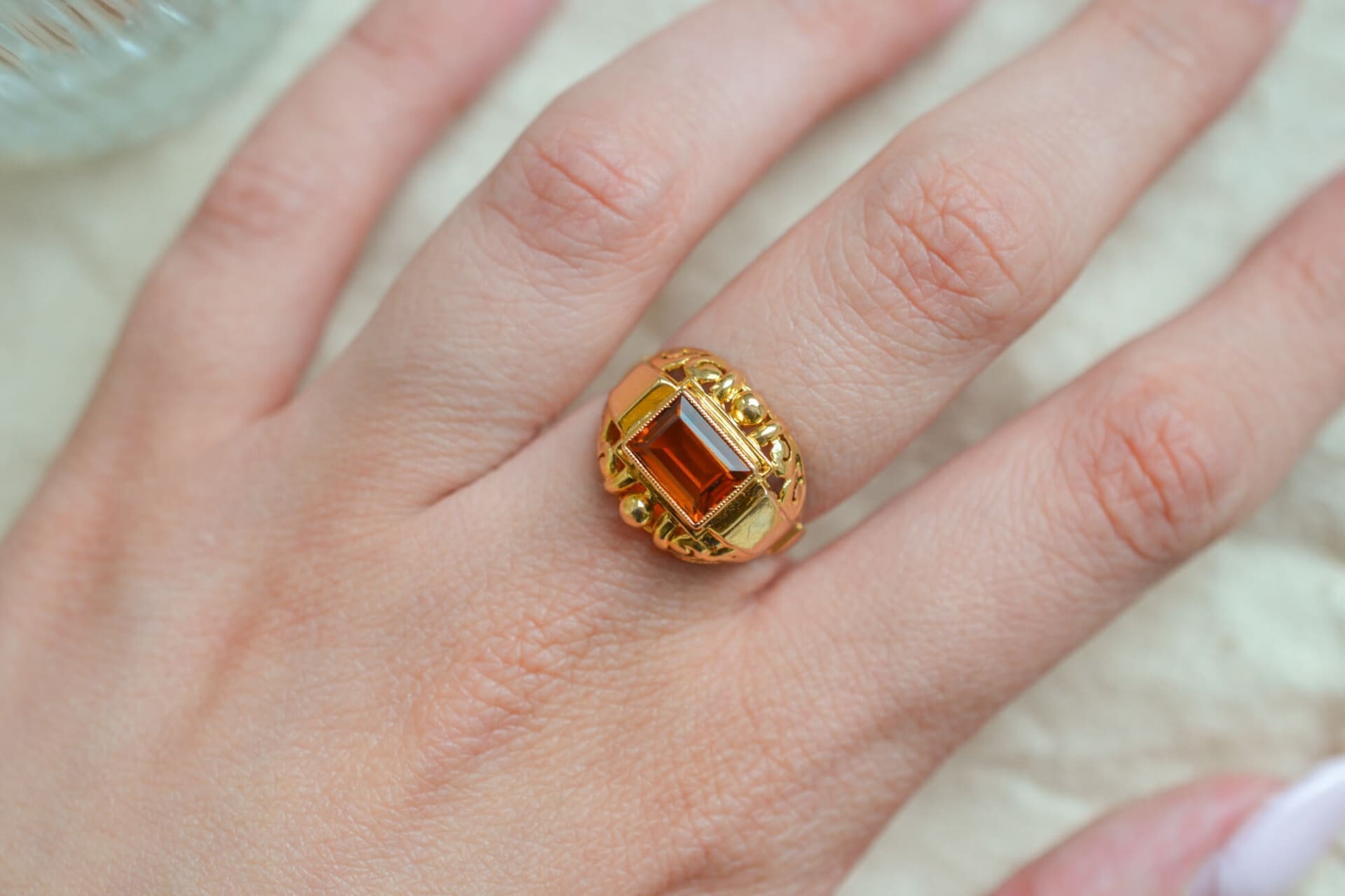 Bague style Tank Citrine