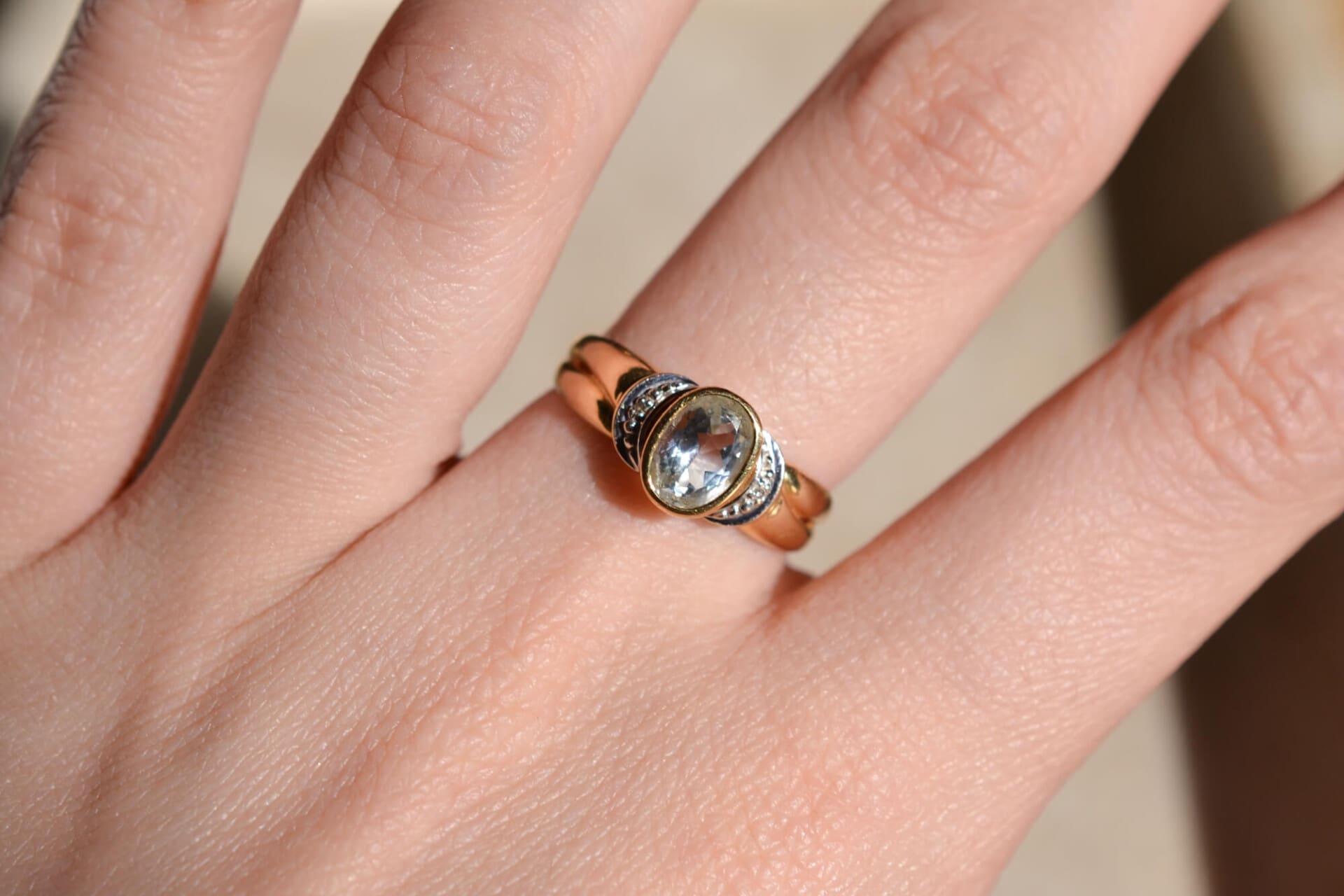 Bague torsades Aigue-Marine et Diamants