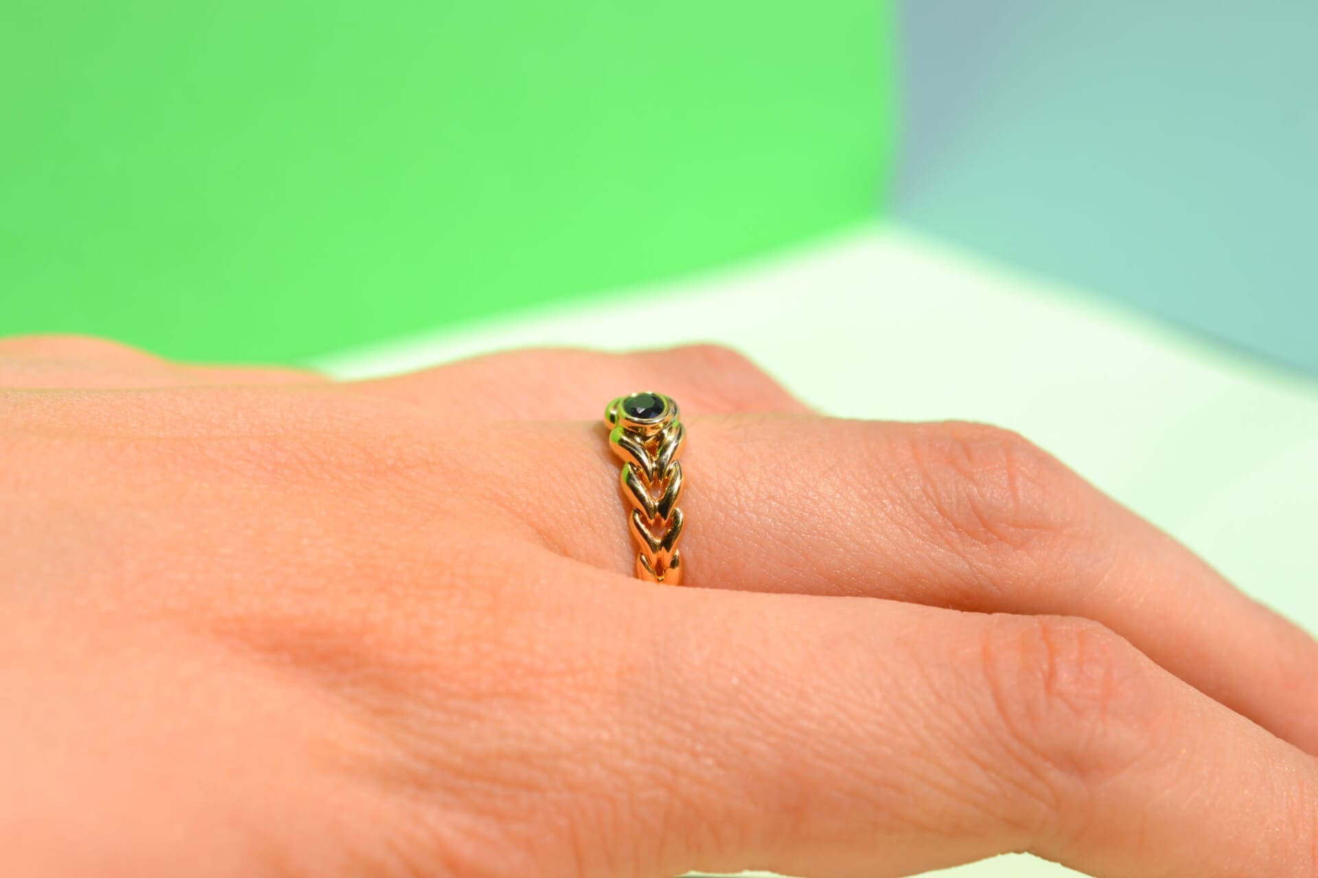 Bague tressée Saphir