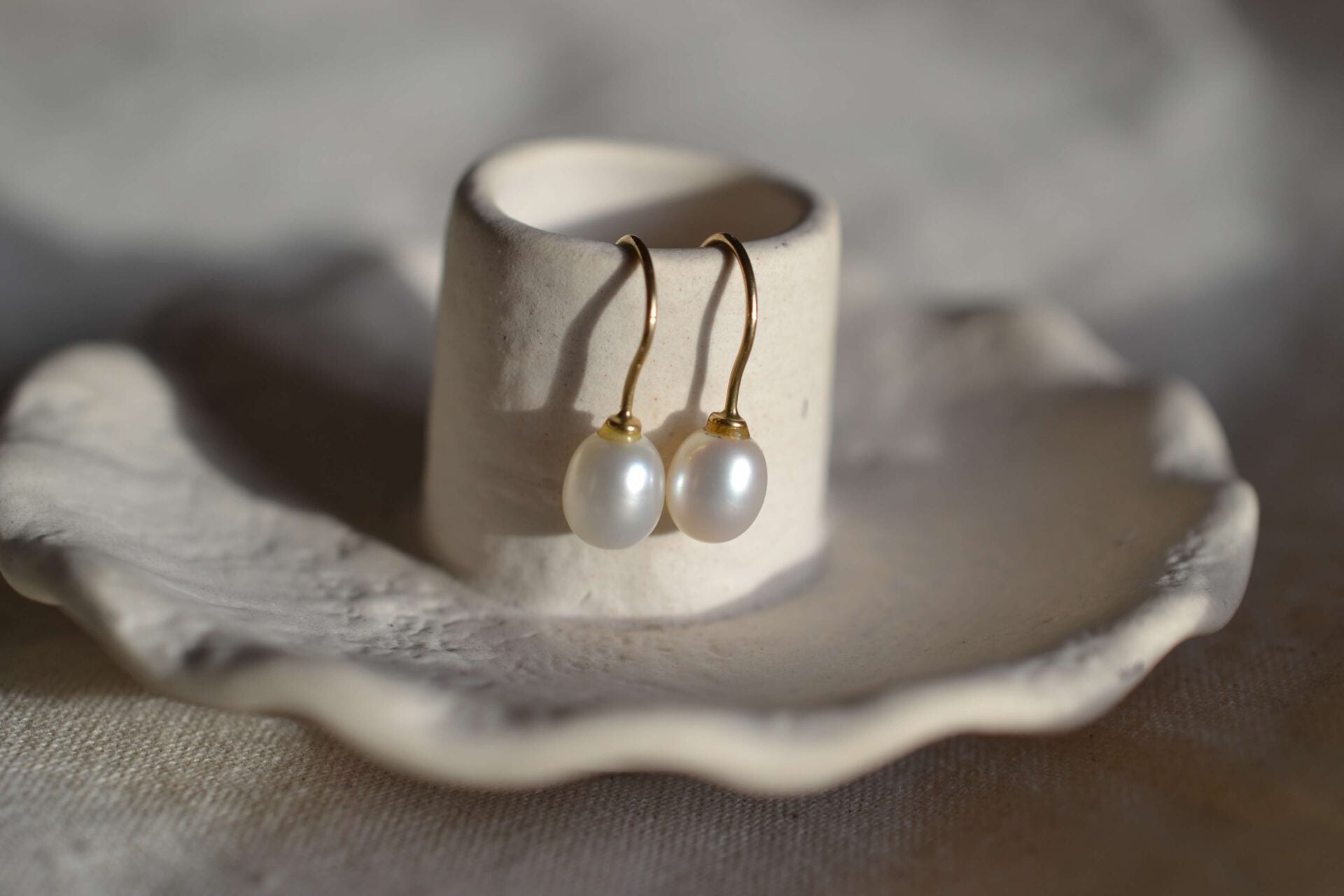 Pendants d'oreilles perle ovale