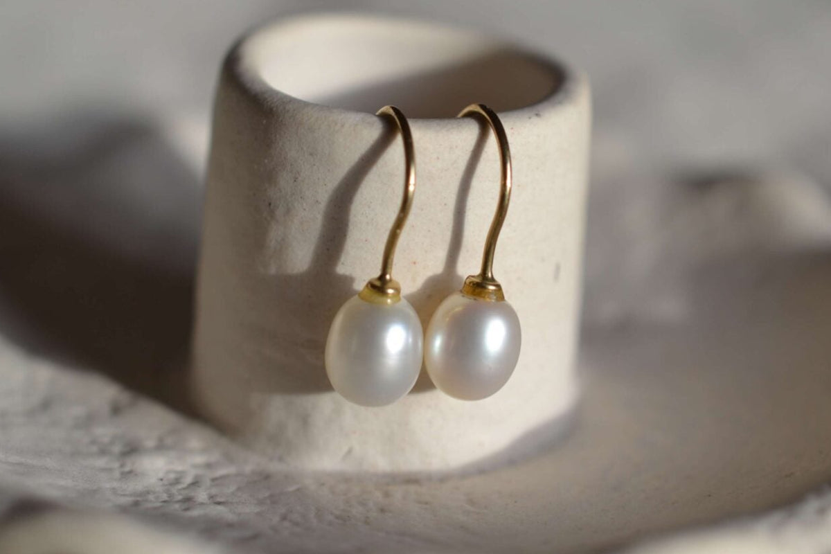 Pendants d'oreilles perle ovale