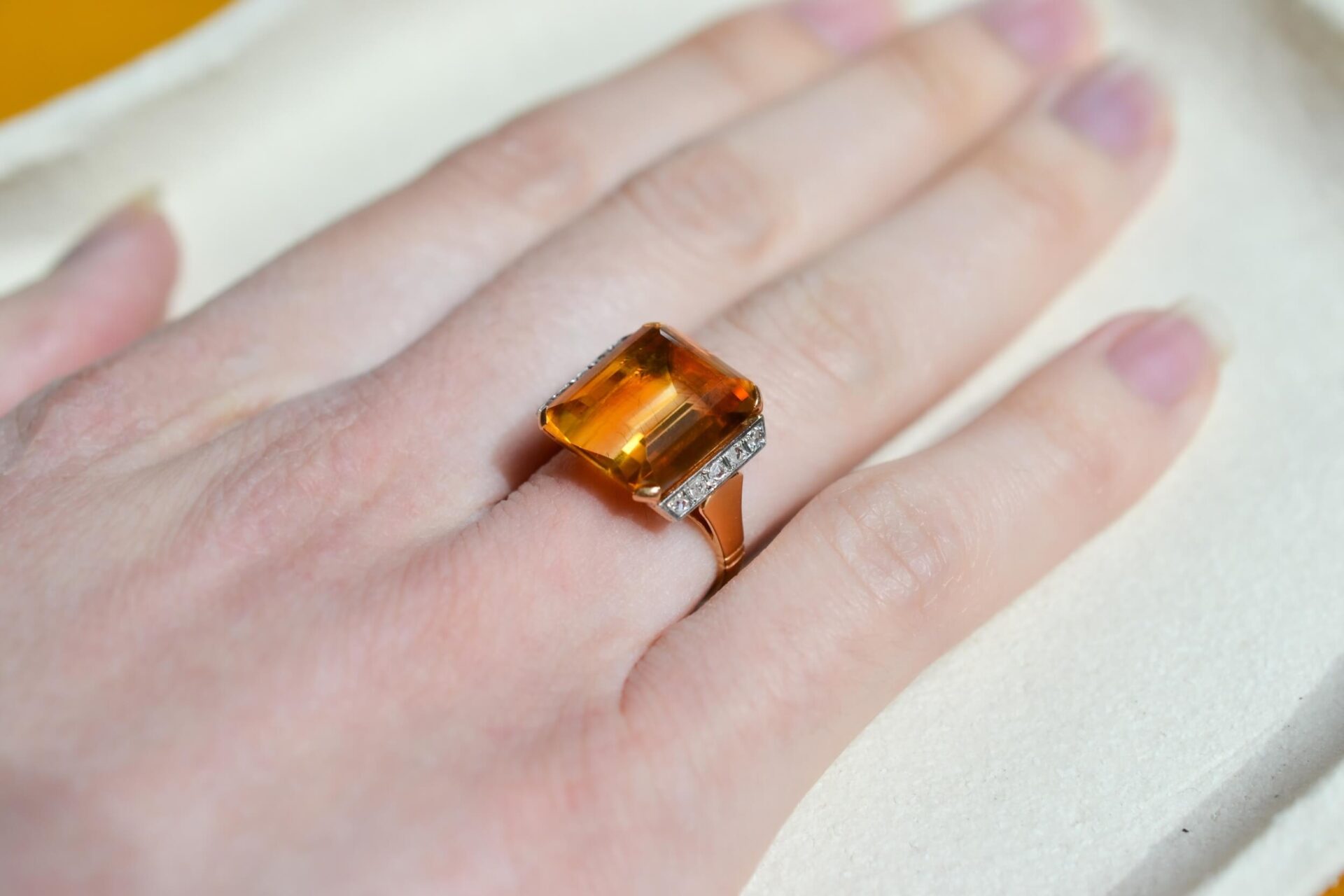 Bague Cocktail Citrine Diamants