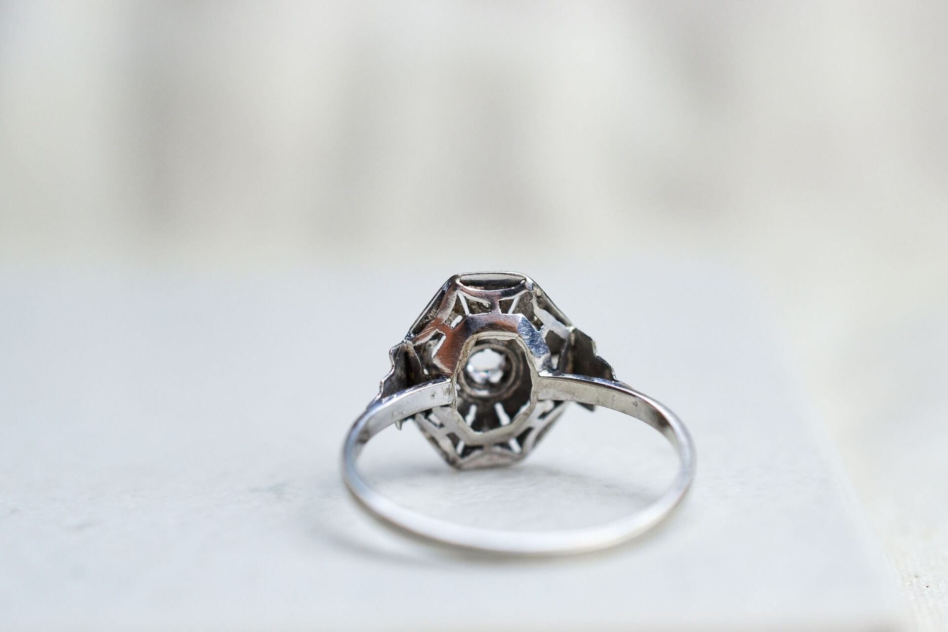 Bague style Art Déco octogonale Oxydes