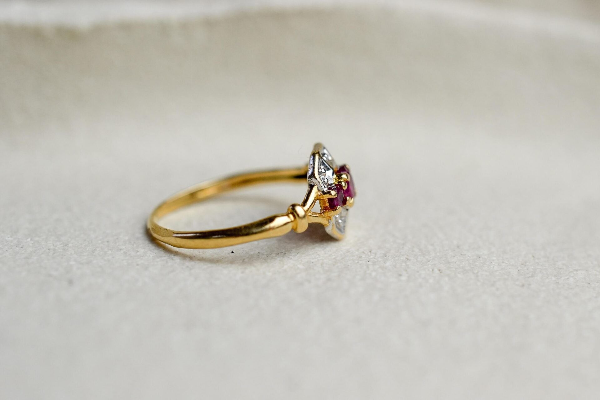 Bague octogonale 2 Ors Rubis