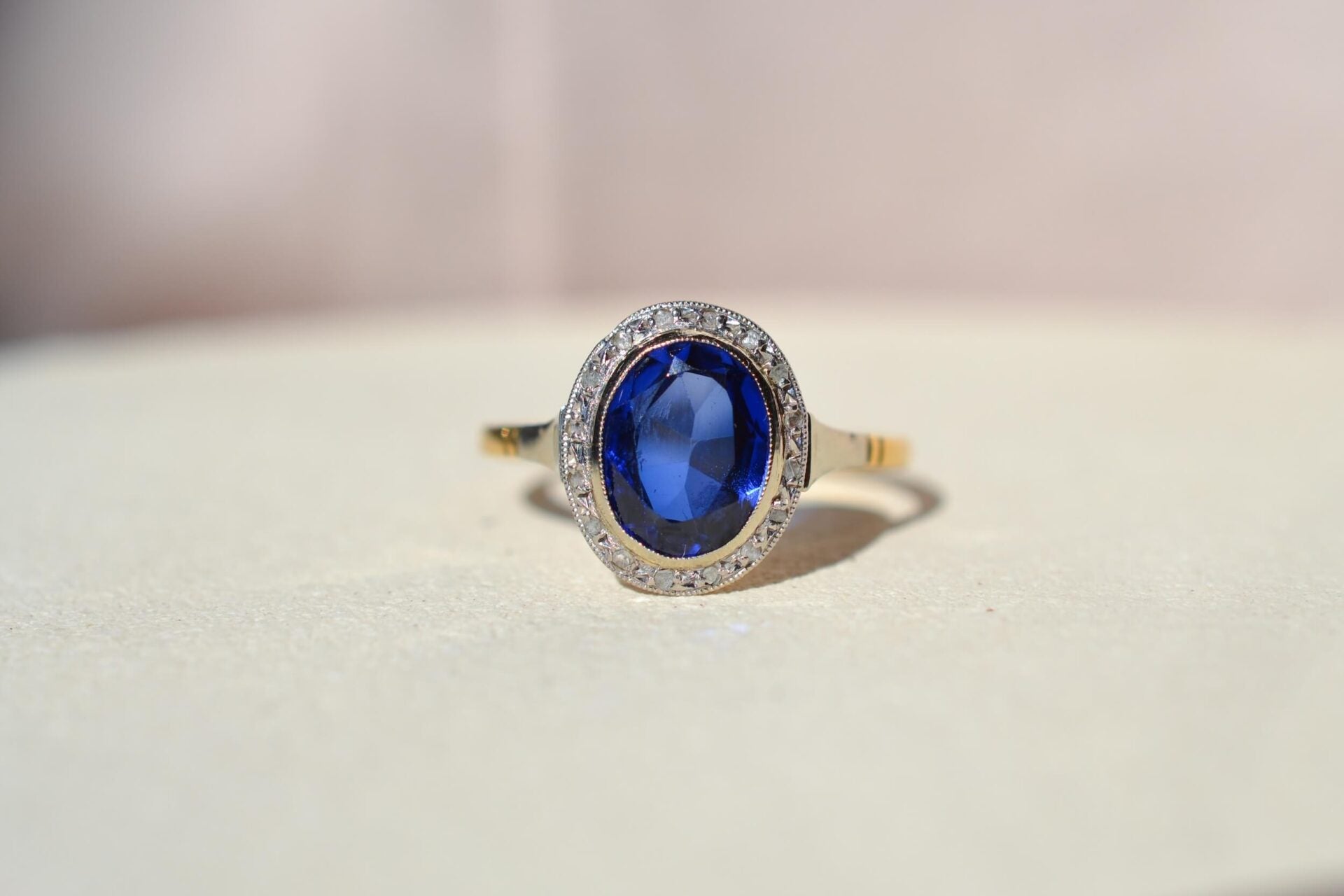 Bague Or Platine Saphir Verneuil Diamants