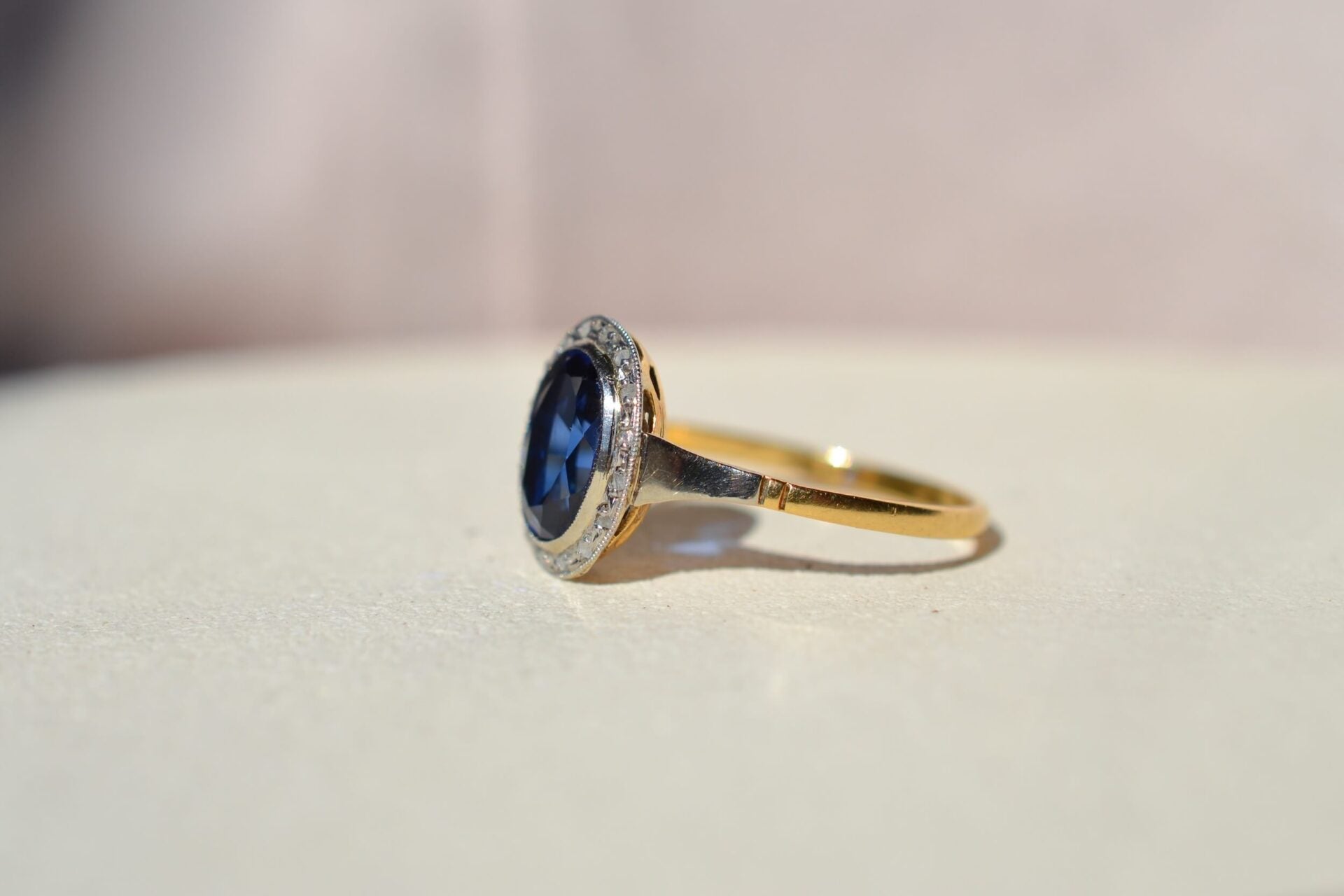 Bague Or Platine Saphir Verneuil Diamants