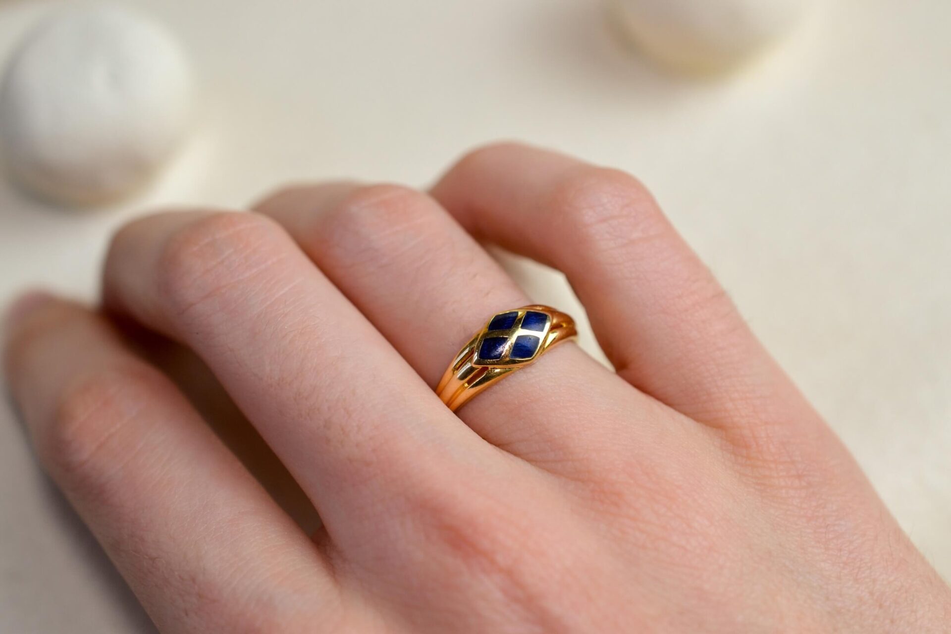 Bague Jonc Email bleu