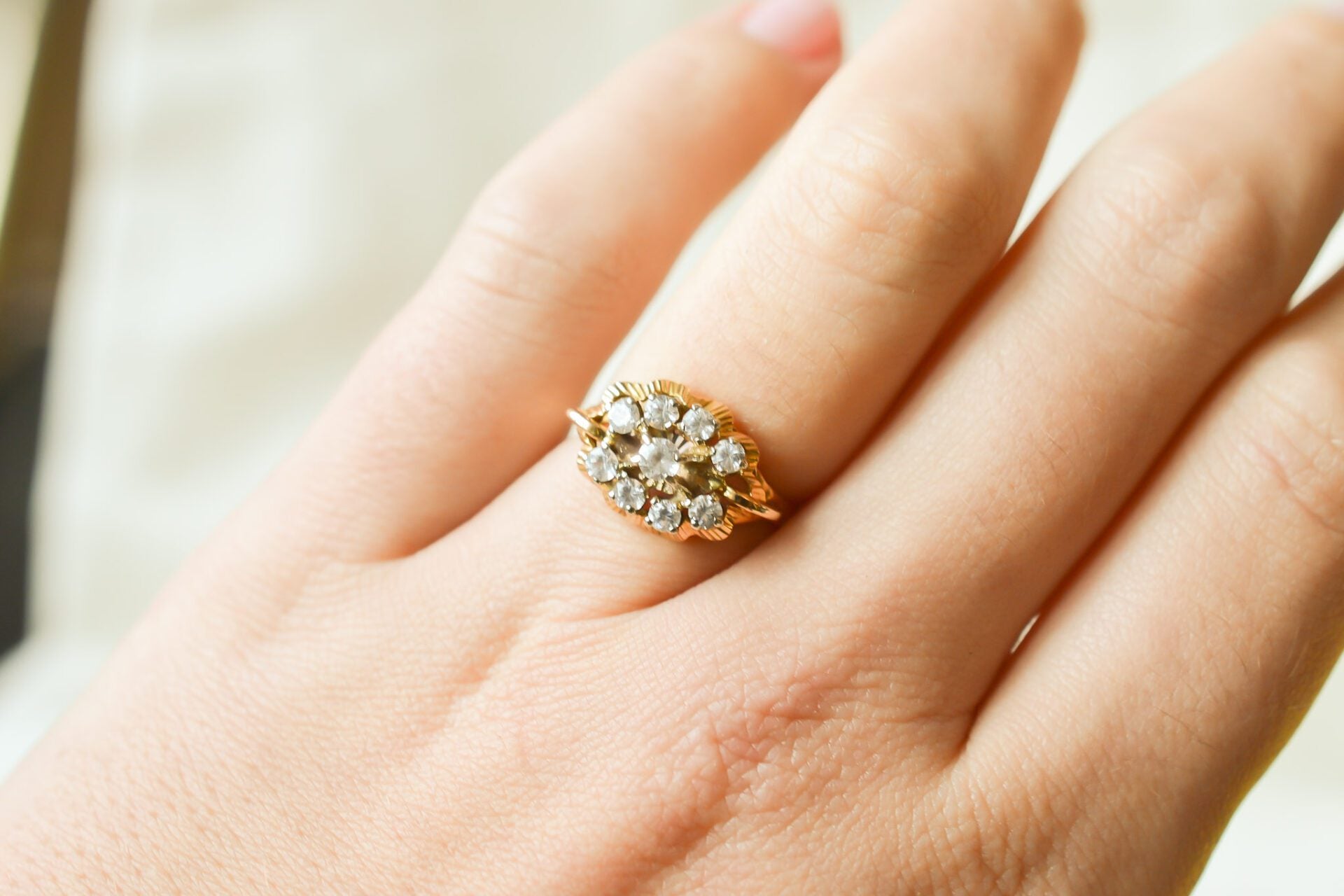 Bague Vintage années 50 saphirs blancs