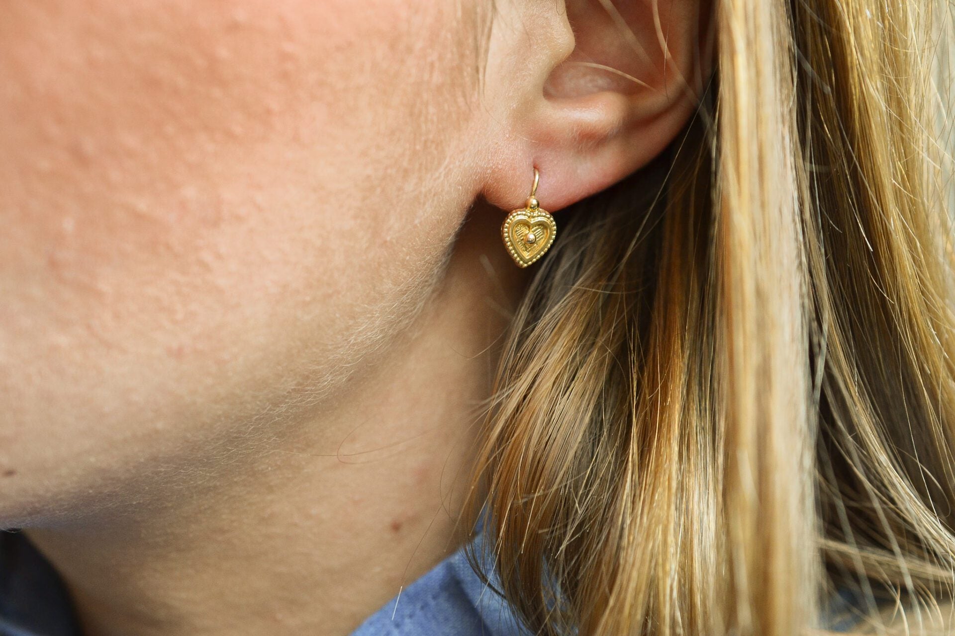 Dormeuses Cœur Or jaune 18K