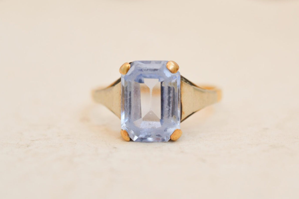 Bague Spinelle synthétique Verneuil taille émeraude