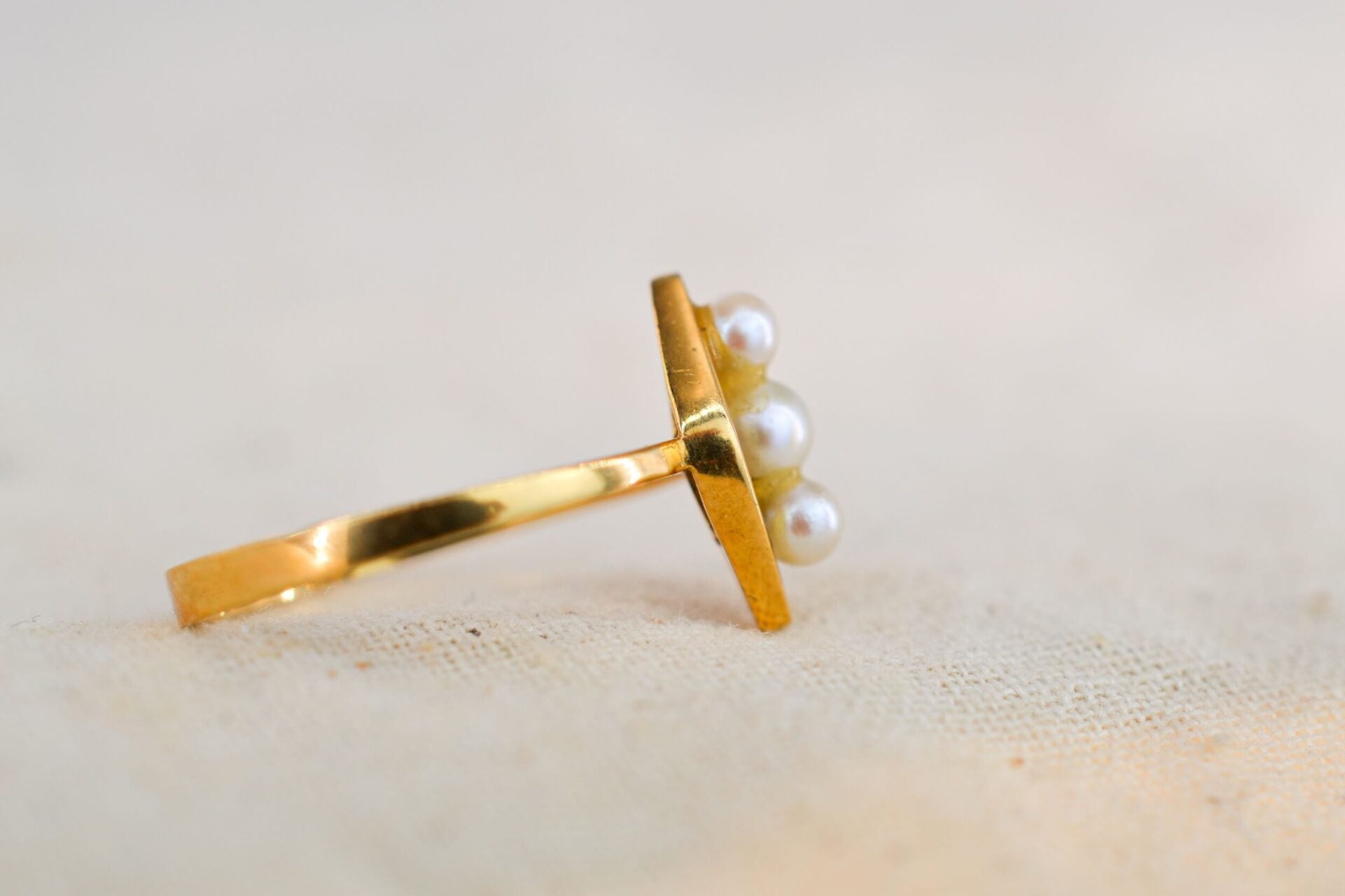 Bague navette perles de culture