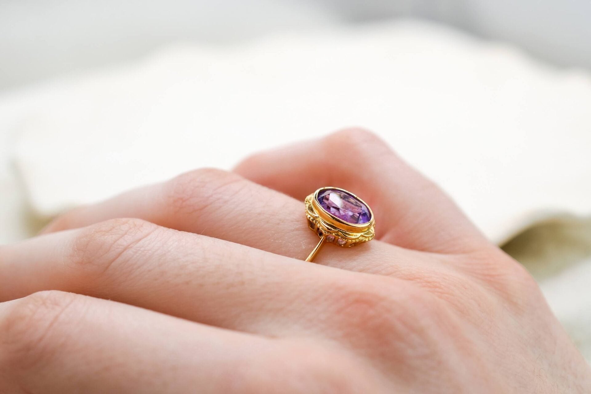 Bague Améthyste serti fleur
