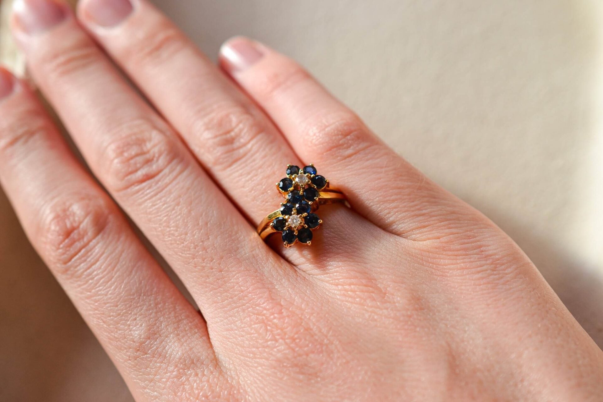 Bague style toi et moi Saphirs Diamants