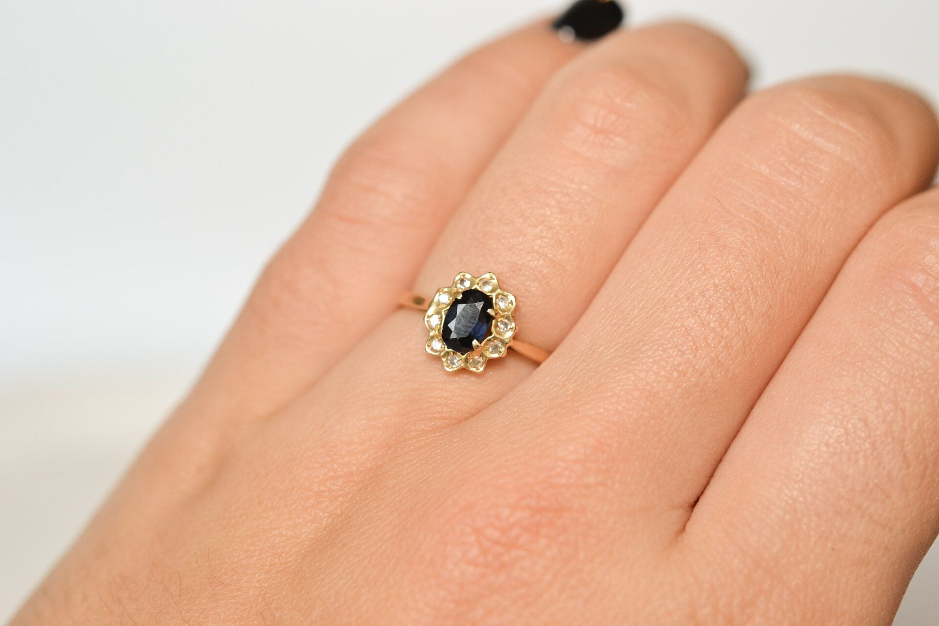 Bague Marguerite Saphir et diamants