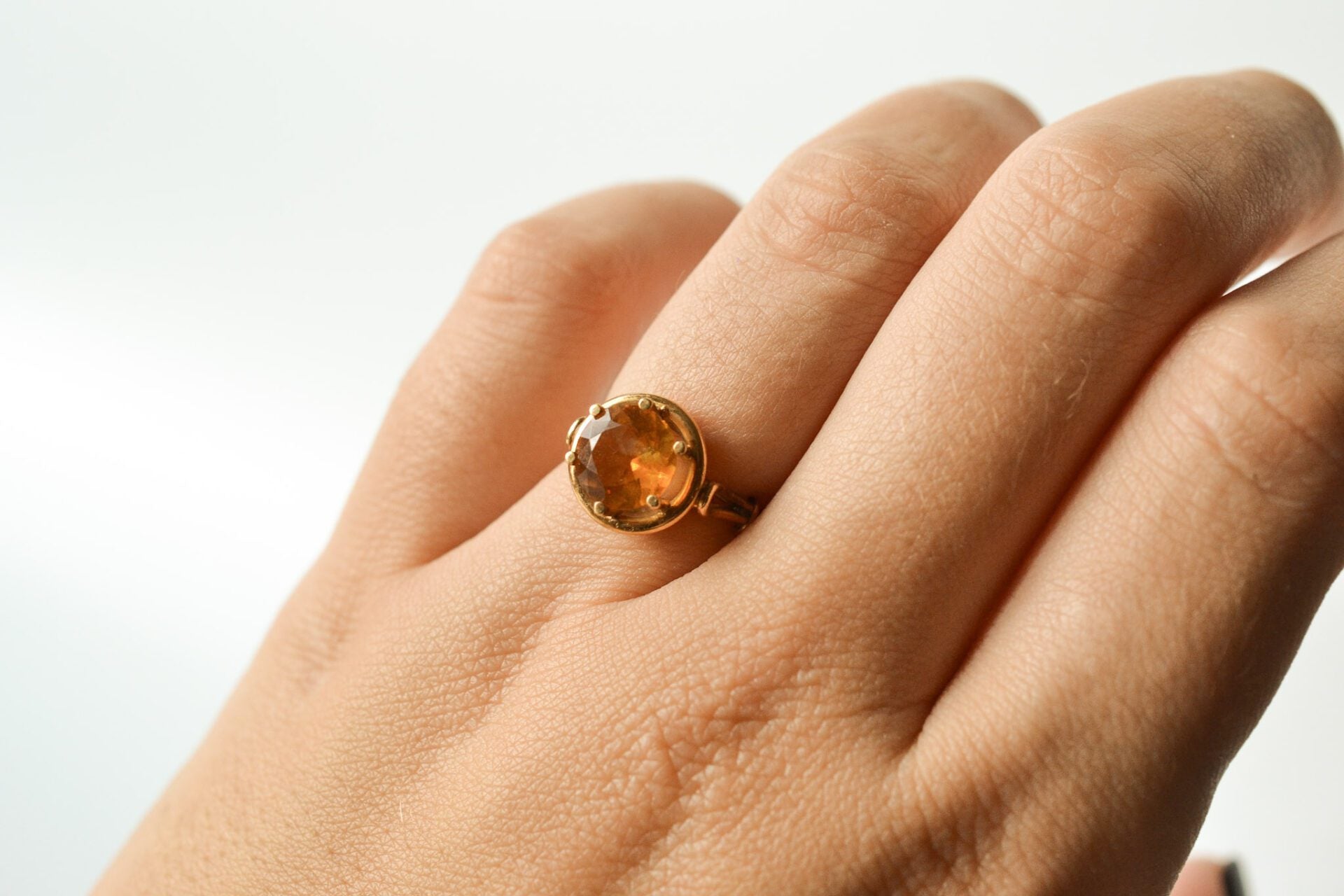 Bague cocktail solitaire Citrine
