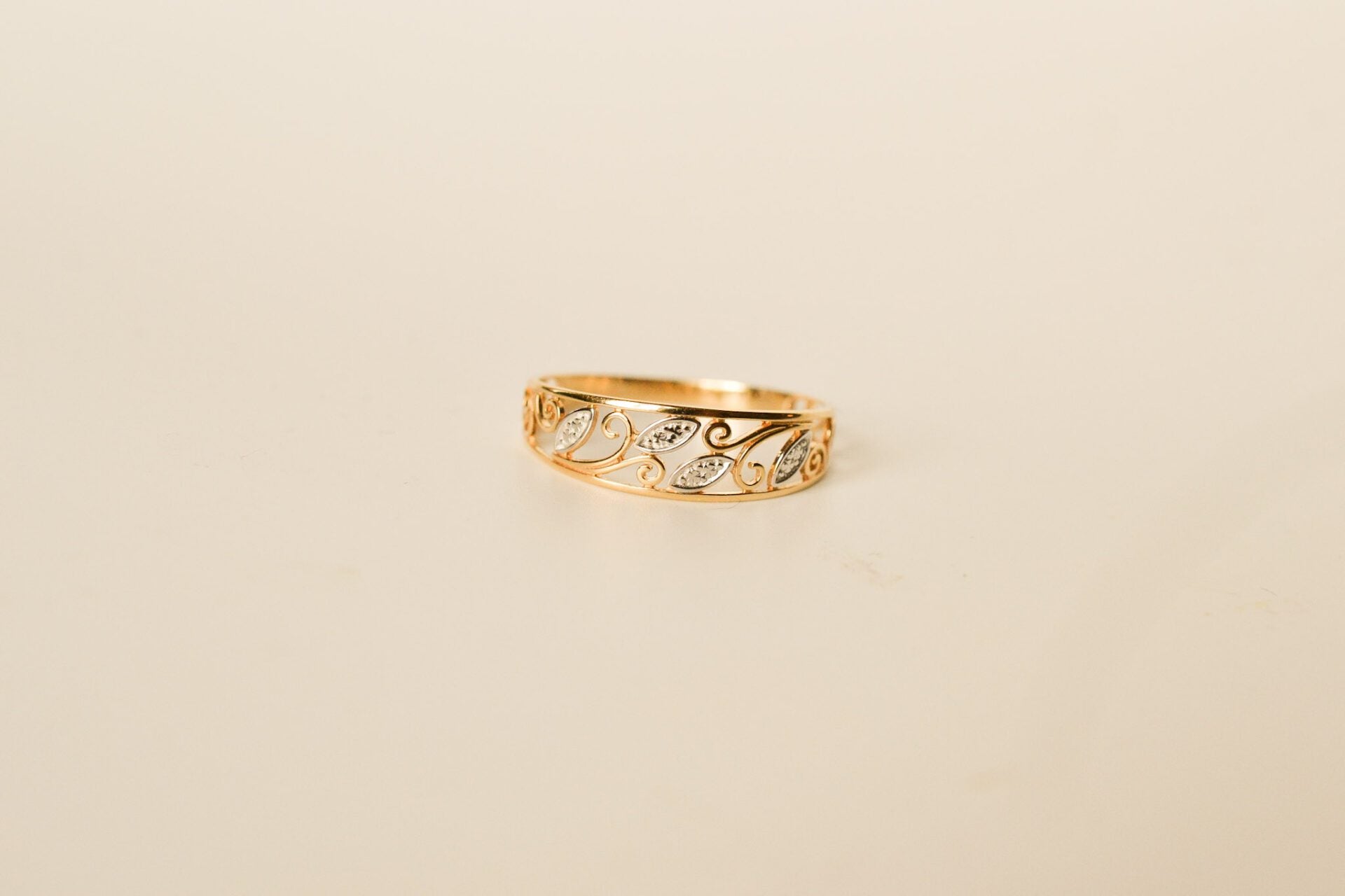 Bague 2 Ors Décor Filigrané Art Nouveau