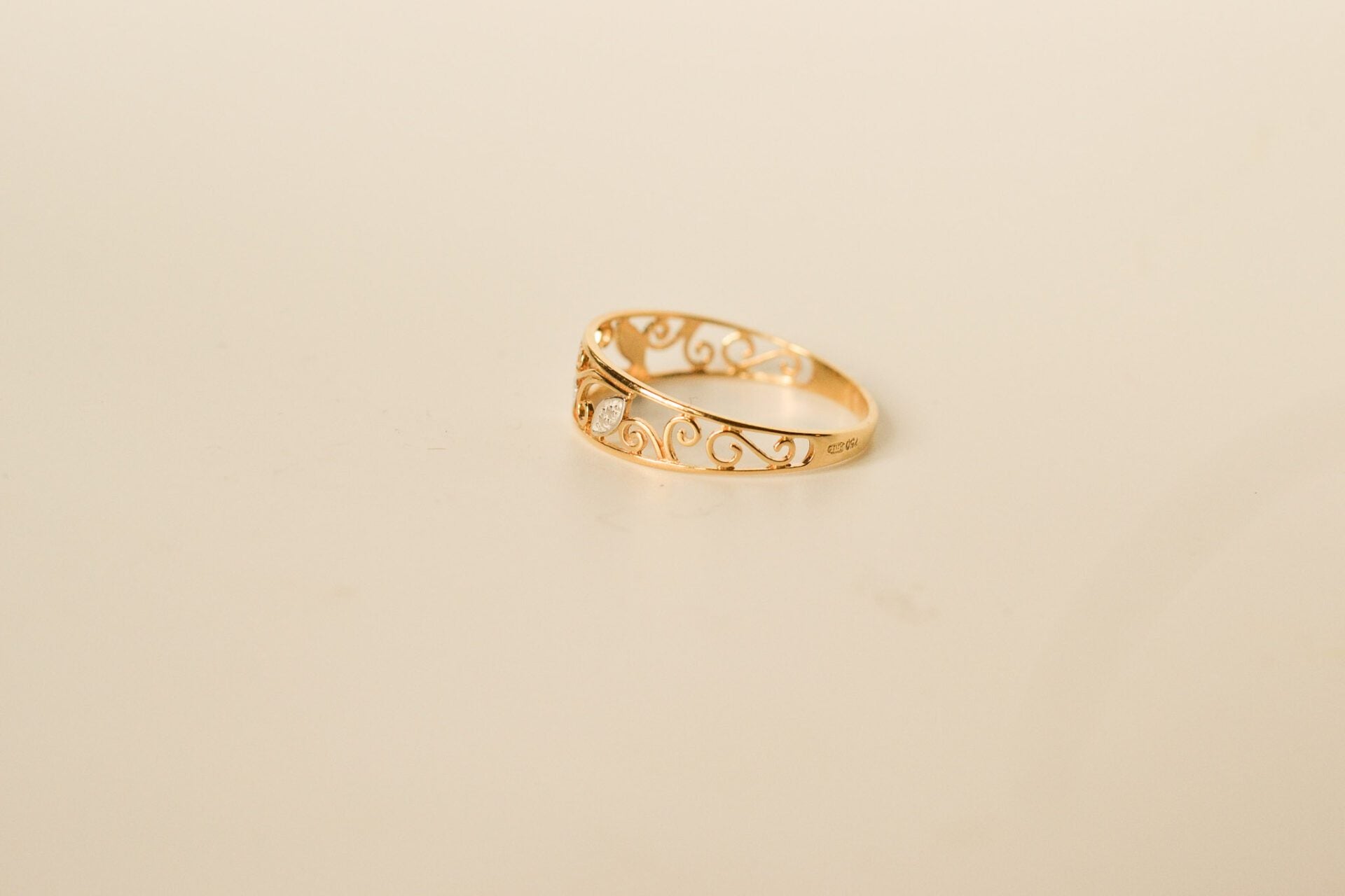 Bague 2 Ors Décor Filigrané Art Nouveau