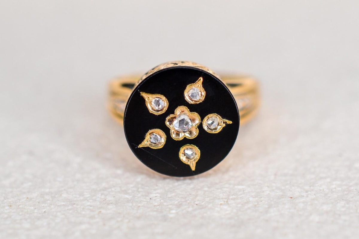 Bague ciselée Onyx Diamants