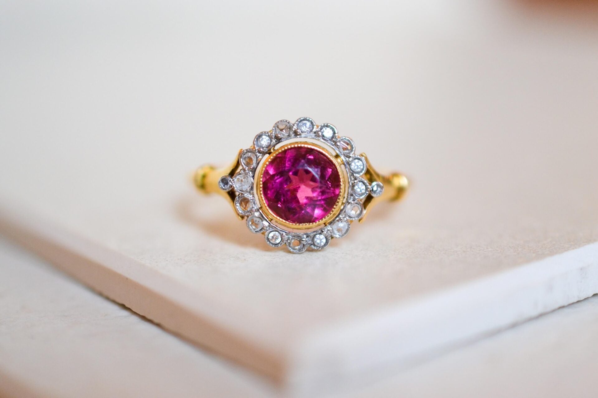 Bague Florale Tourmaline Diamants