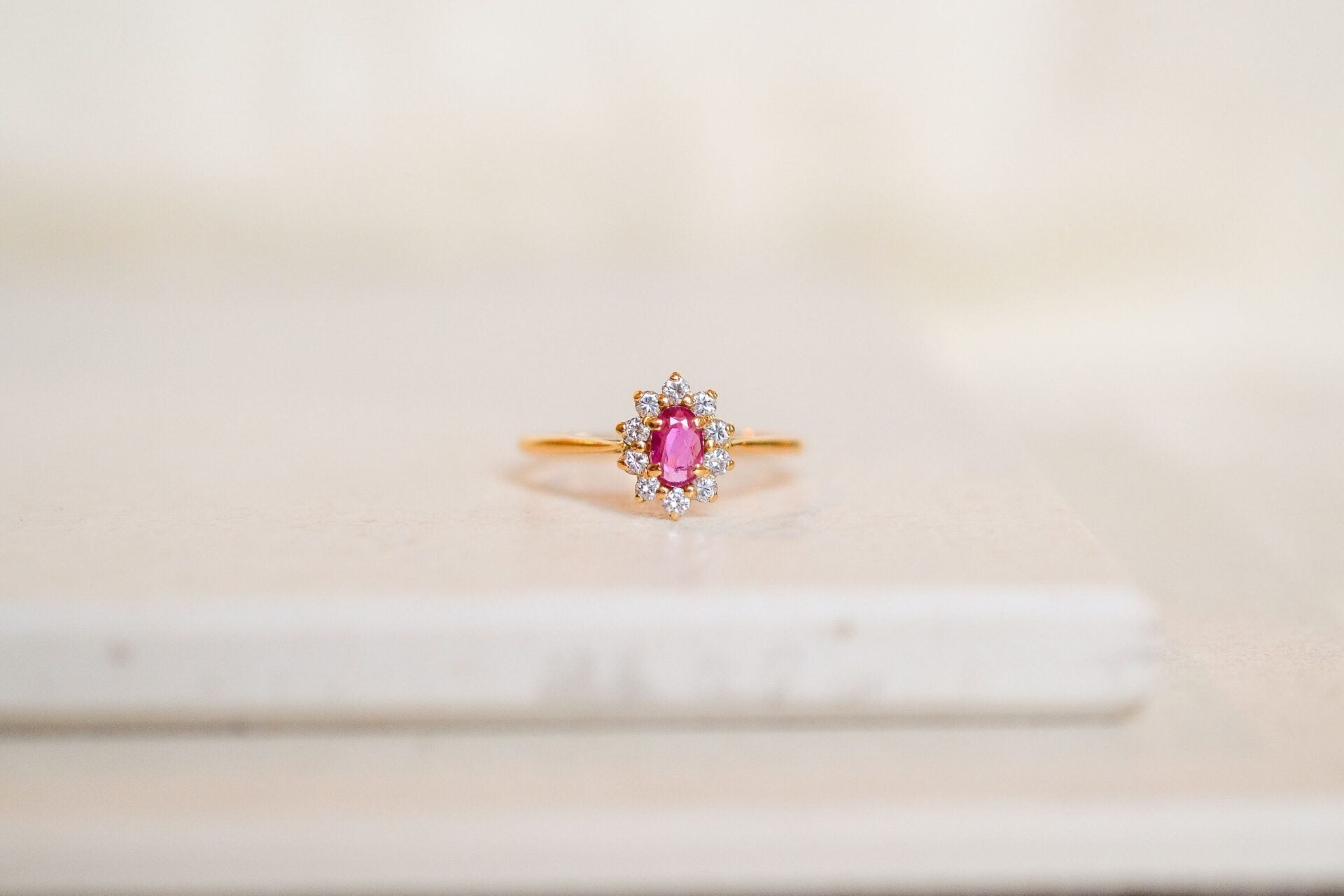 Bague Marguerite Saphir rose Diamants