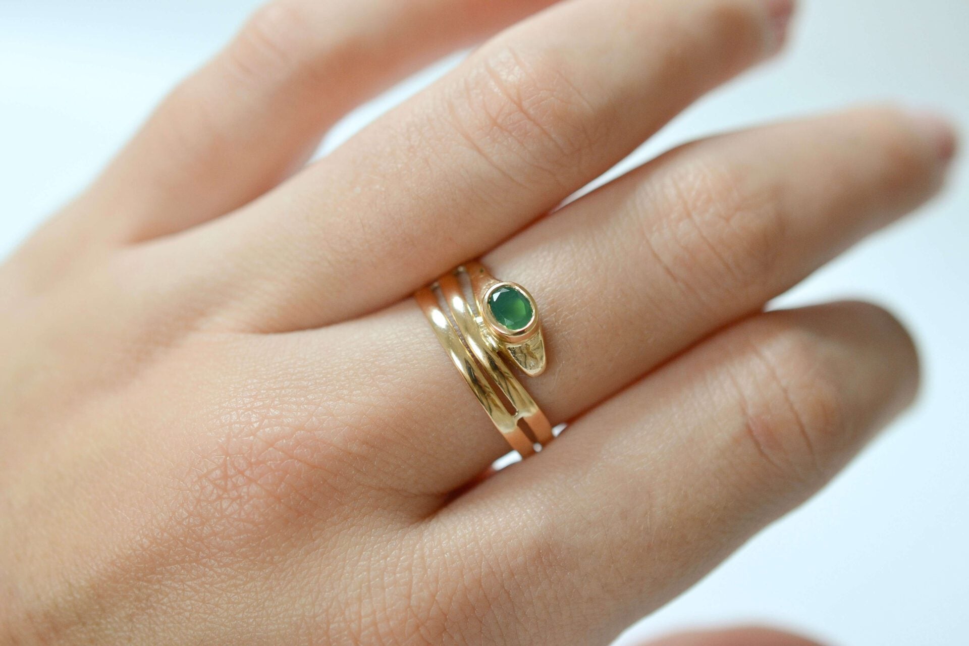Bague Serpent Agate verte