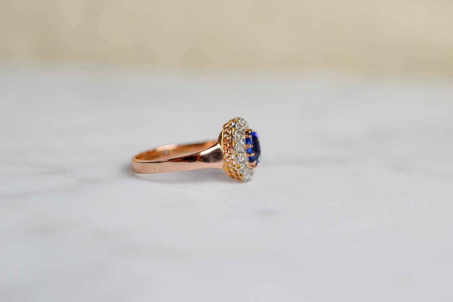 Bague Marguerite Diamants Or Rose