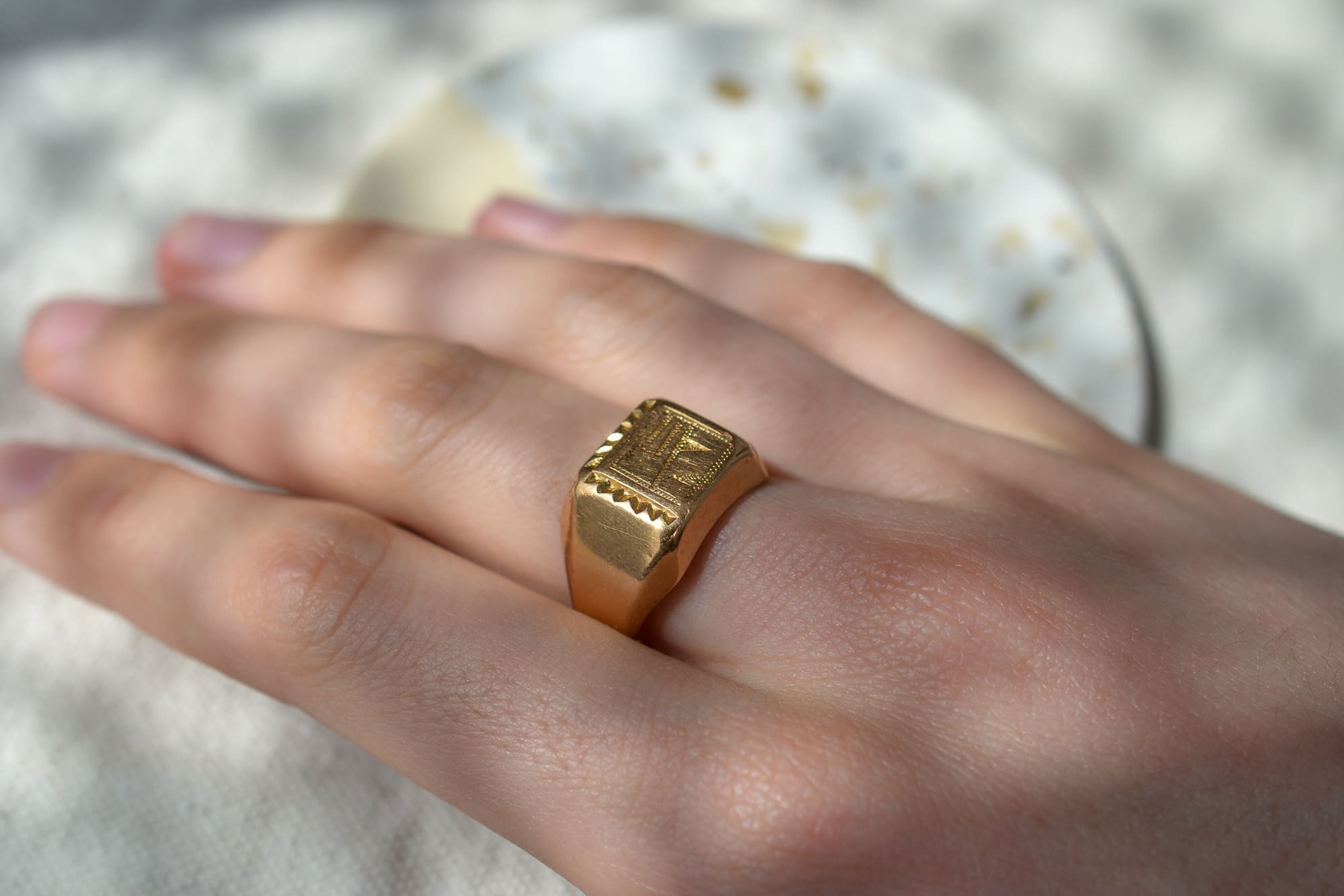 Bague chevalière "EN"