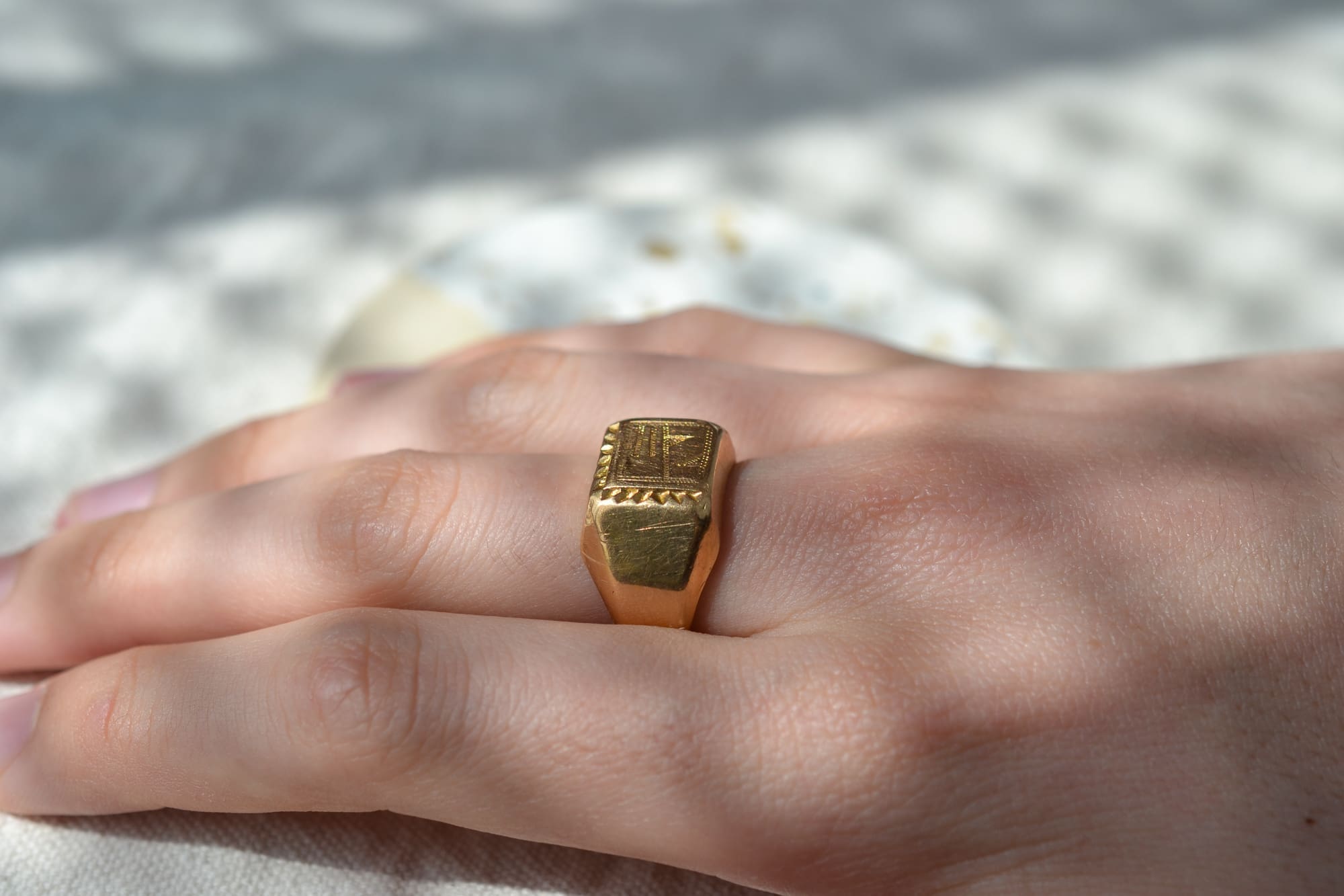 Bague chevalière "EN"