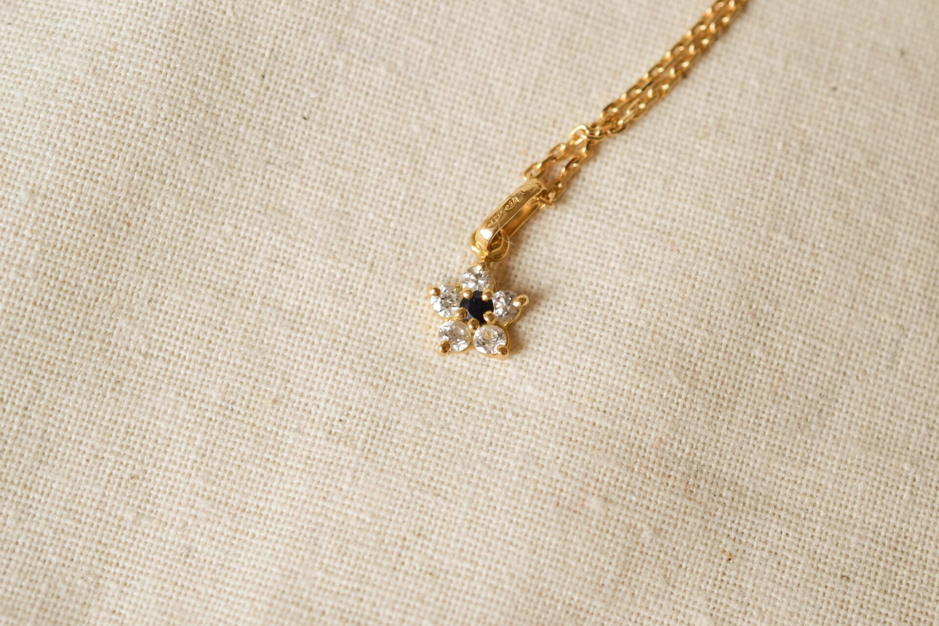 Pendentif fleur Saphir et Oxyde
