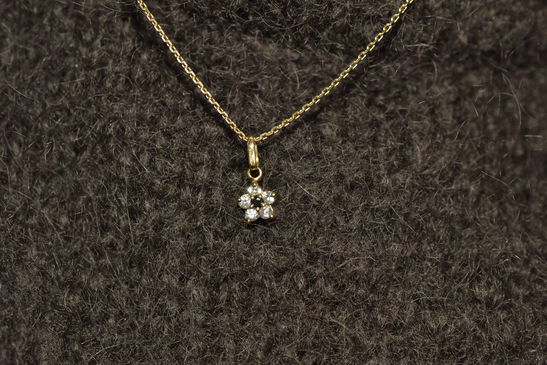 Pendentif fleur Saphir et Oxyde