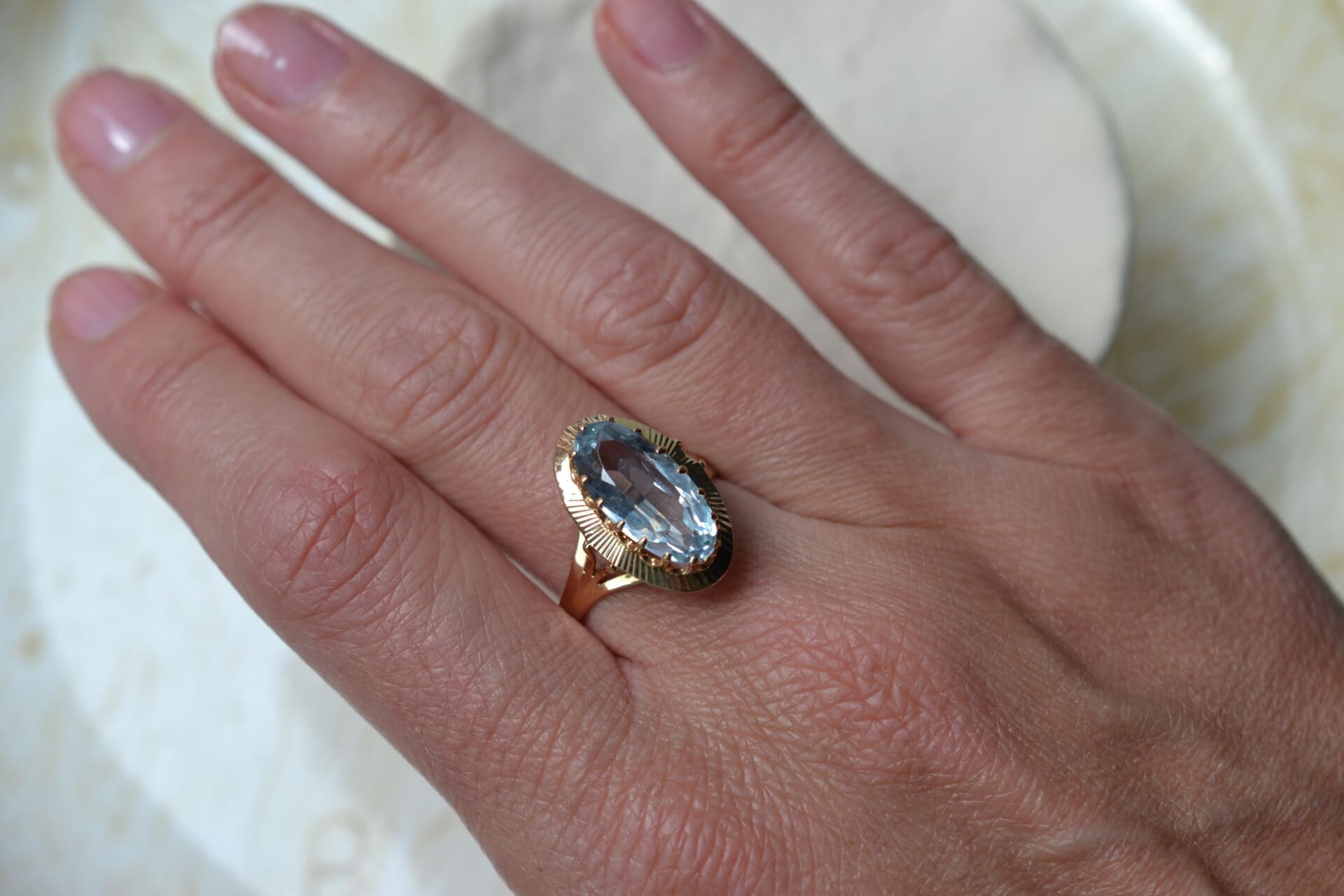 Bague cocktail Aigue-marine ovale