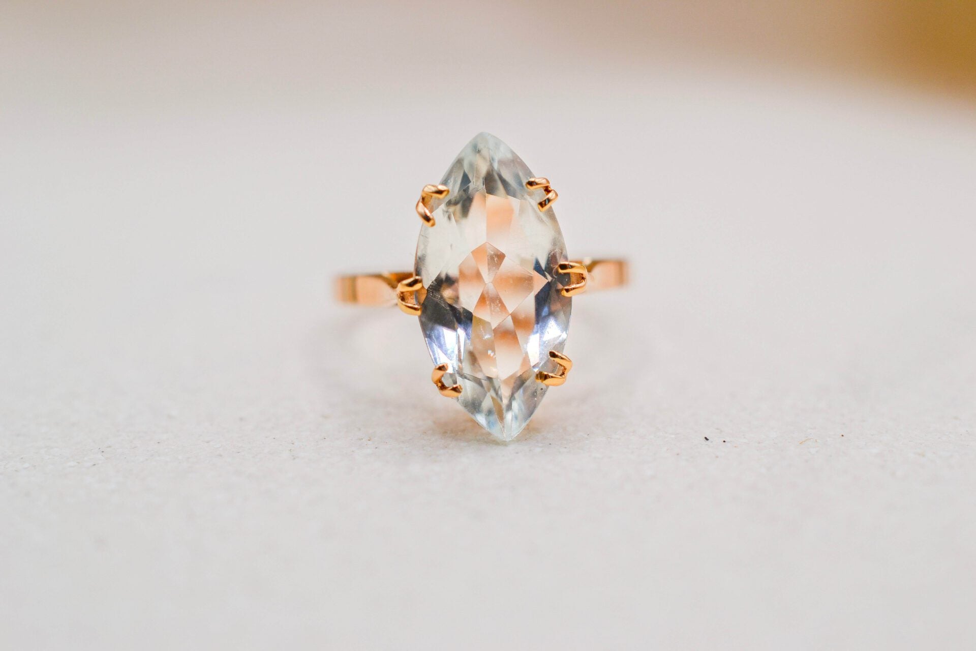 Bague Aigue-Marine taille navette