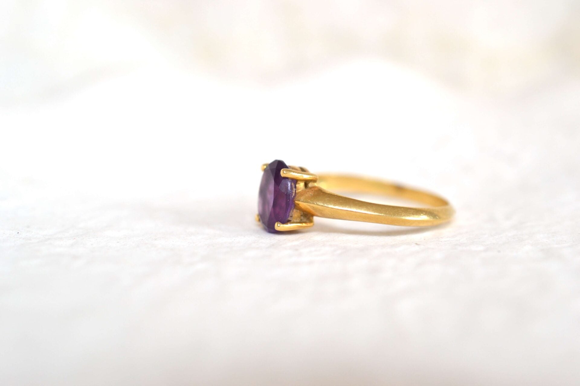 Bague solitaire Améthyste ovale