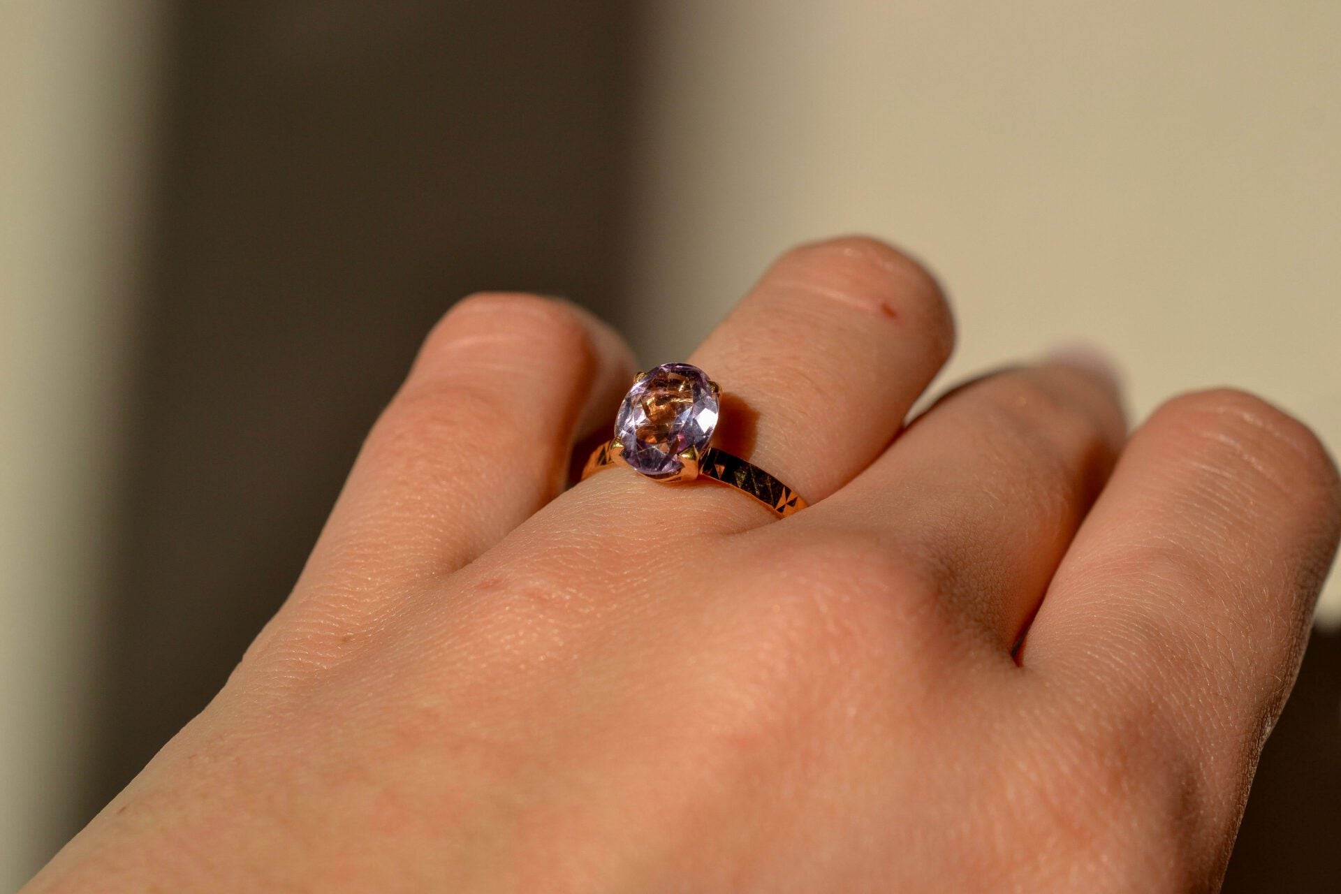 Bague solitaire Or jaune Améthyste