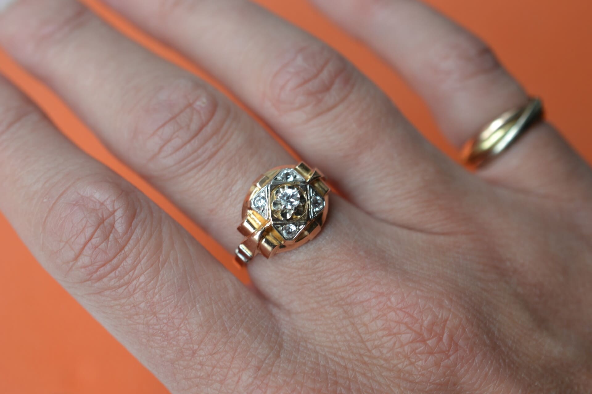 Bague Art Déco Or Champagne