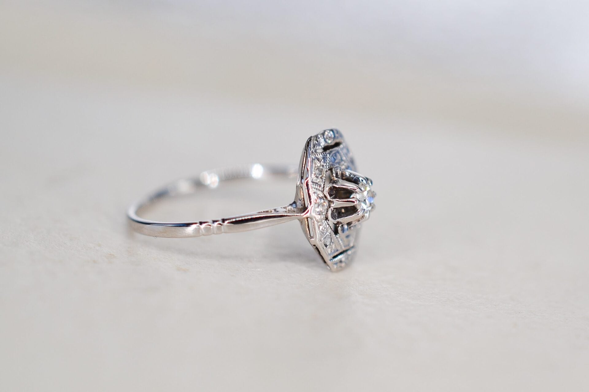 Bague Art Déco Or blanc Diamant