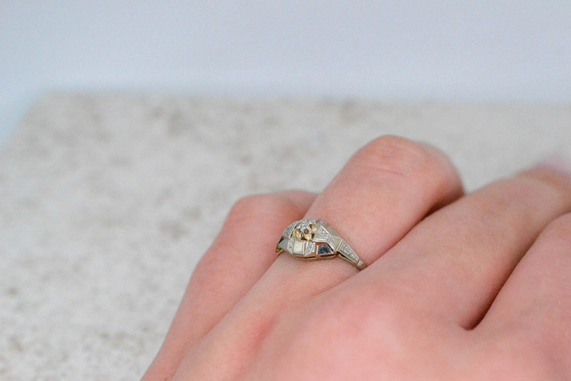 Bague Art Déco losangique Or blanc