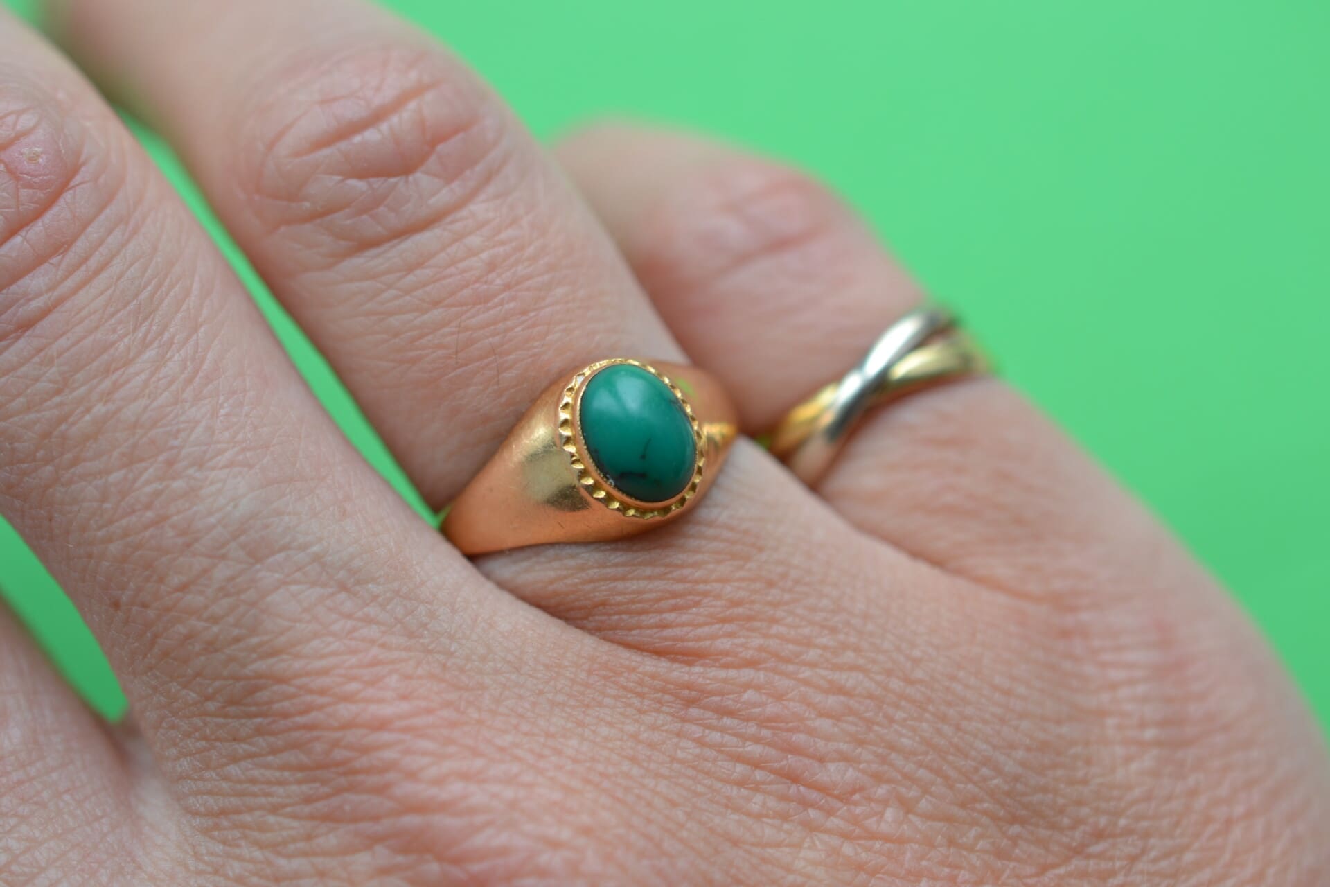 Bague jonc cabochon Turquoise verte